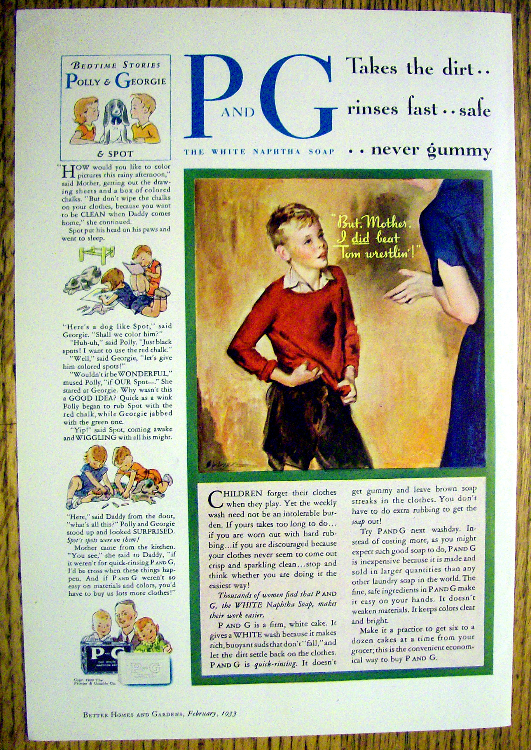1933 P & G The White Naphtha Soap w/Boy & Woman Talking