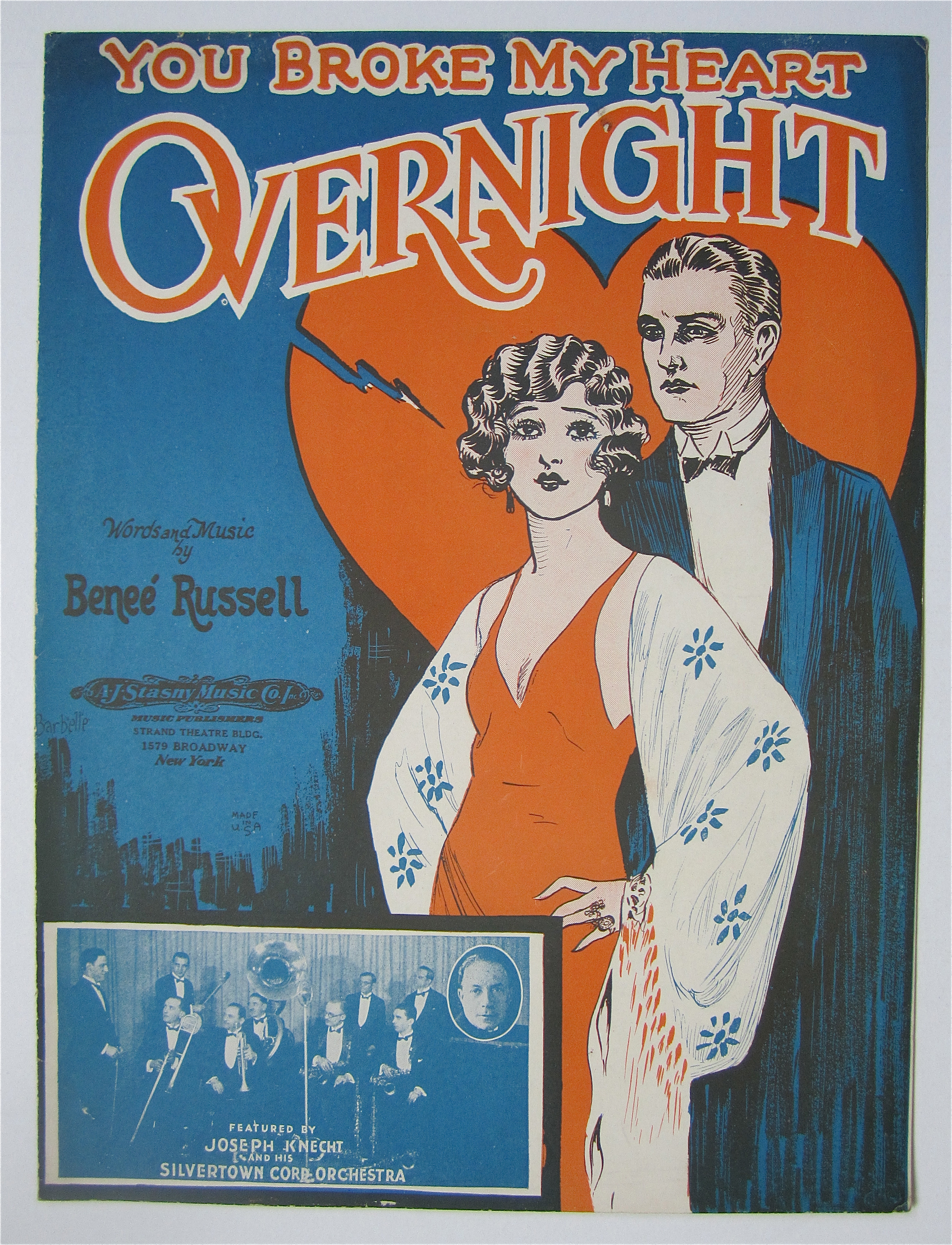 Sheet Music 1926 You Broke My Heart Overnight