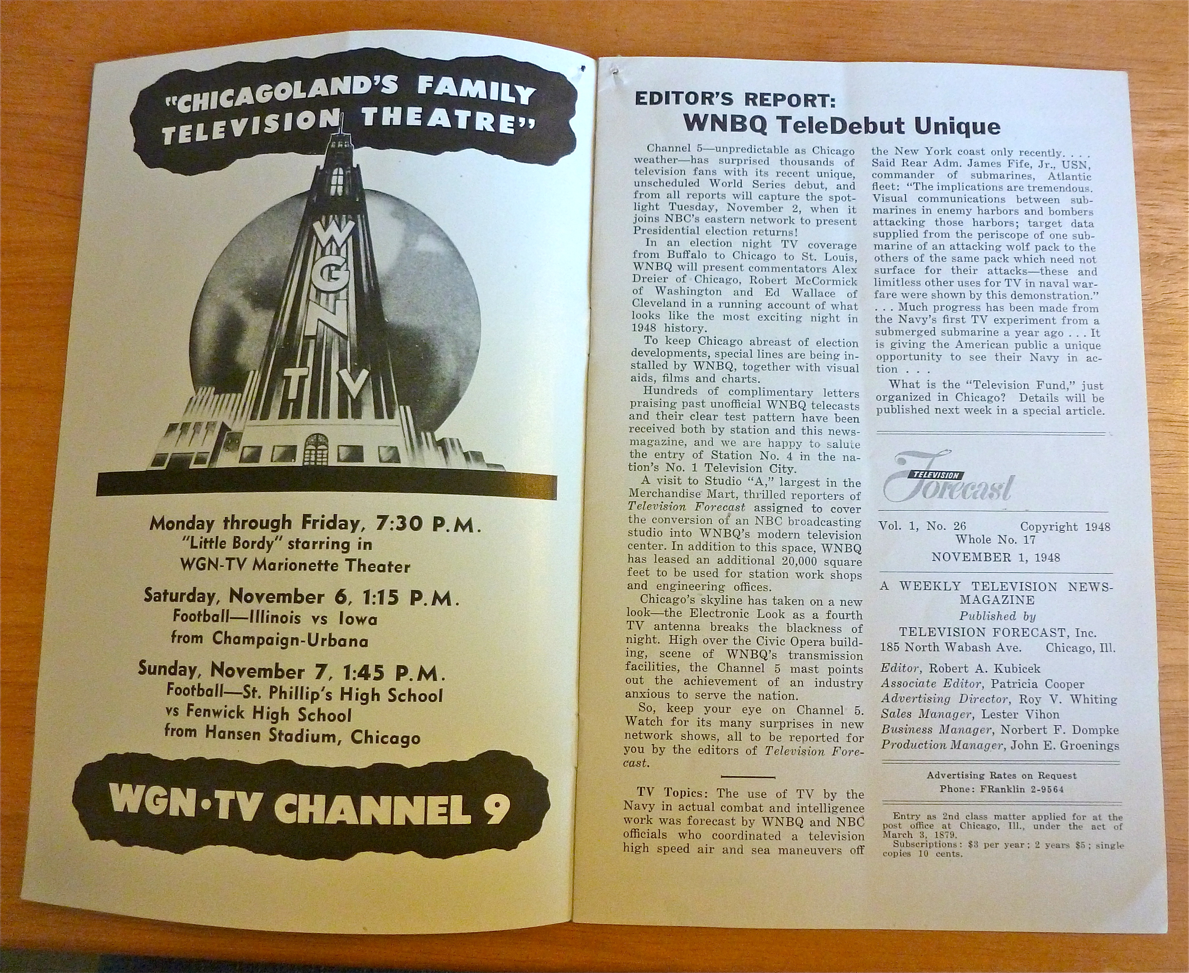 1948 Chicago Television Forecast Vol.1-#26 WNBQ Antenna