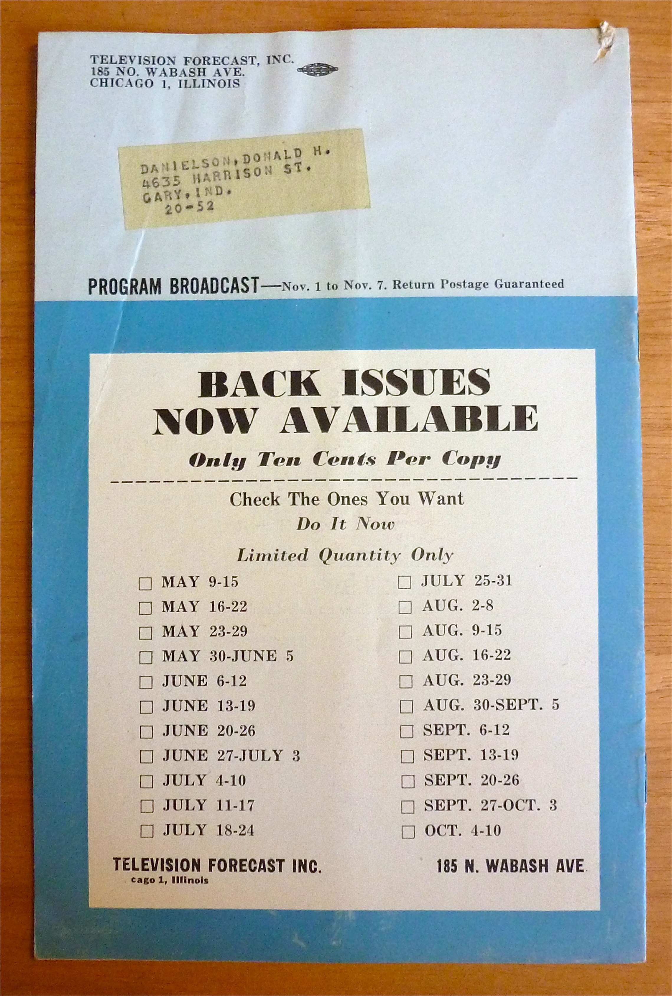 1948 Chicago Television Forecast Vol.1-#26 WNBQ Antenna