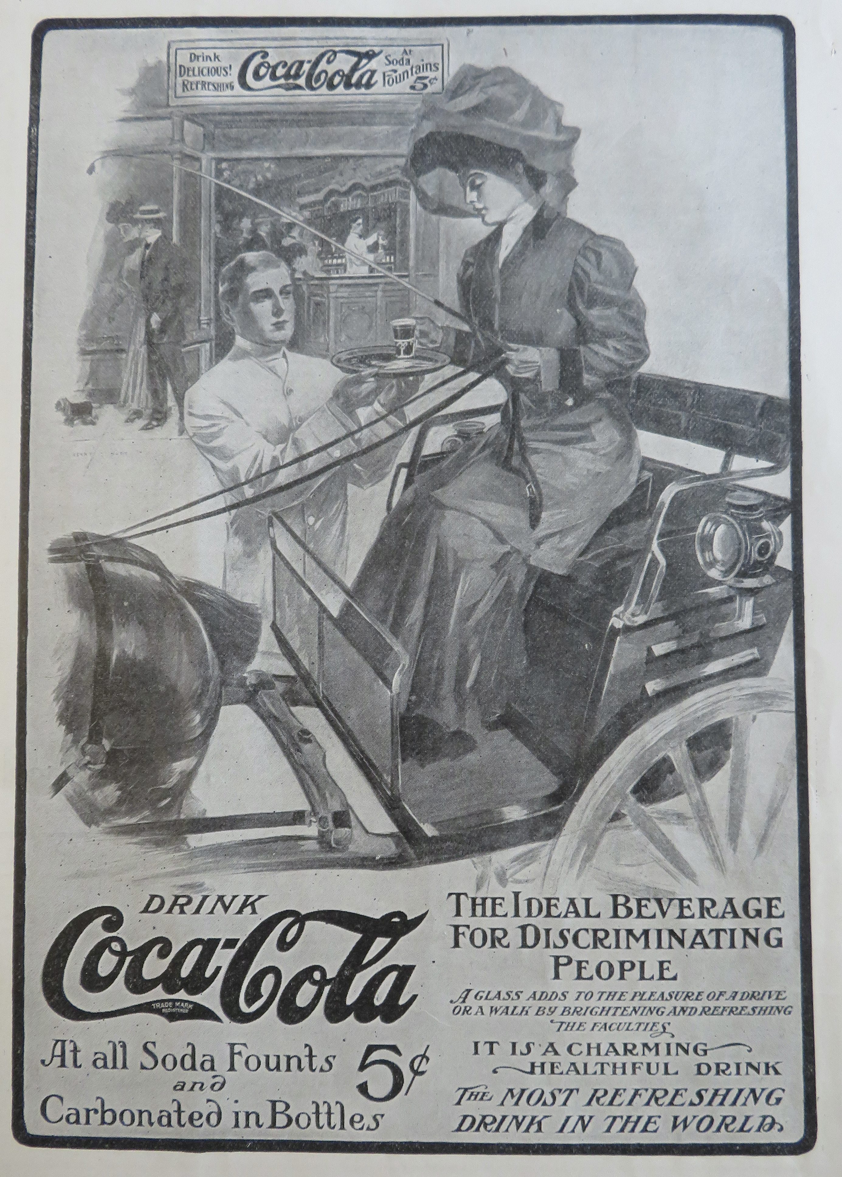 1906 Coca (Coke) Cola with woman in a Horse & Buggy