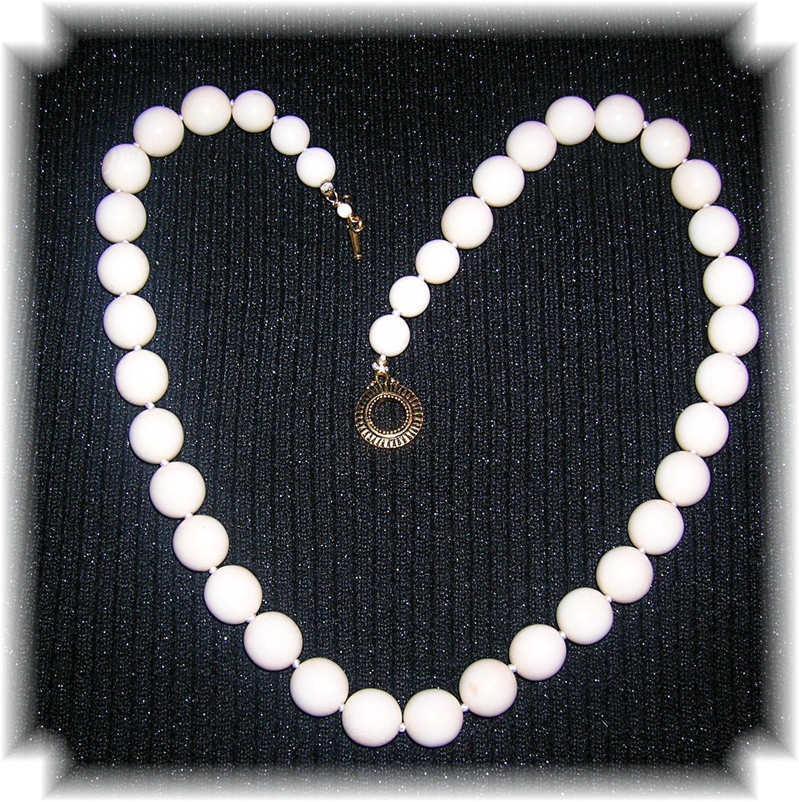 Bone  Ivory 1949 Necklace 13mm Beads