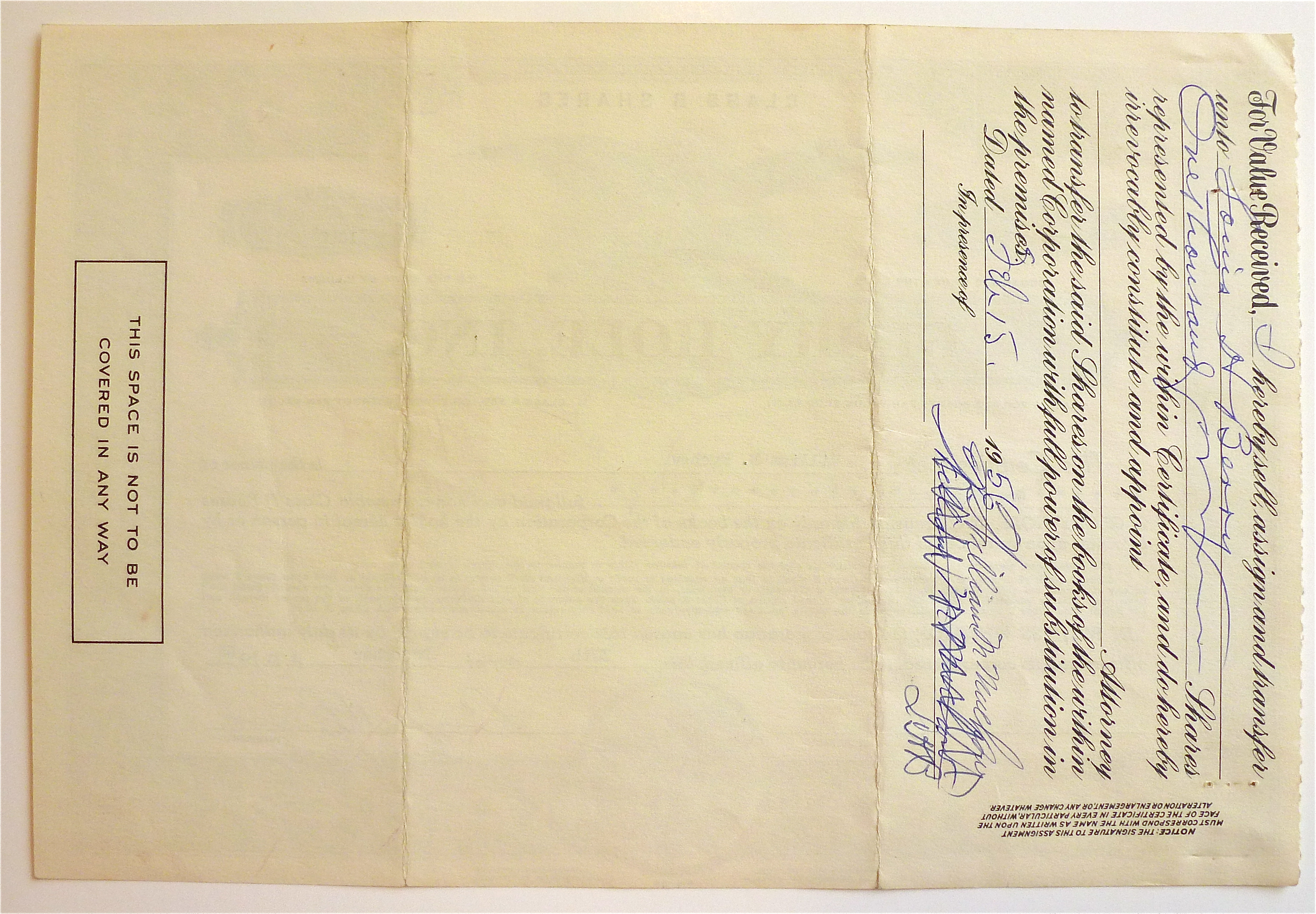 1955 Glory Hole Stock Certificate