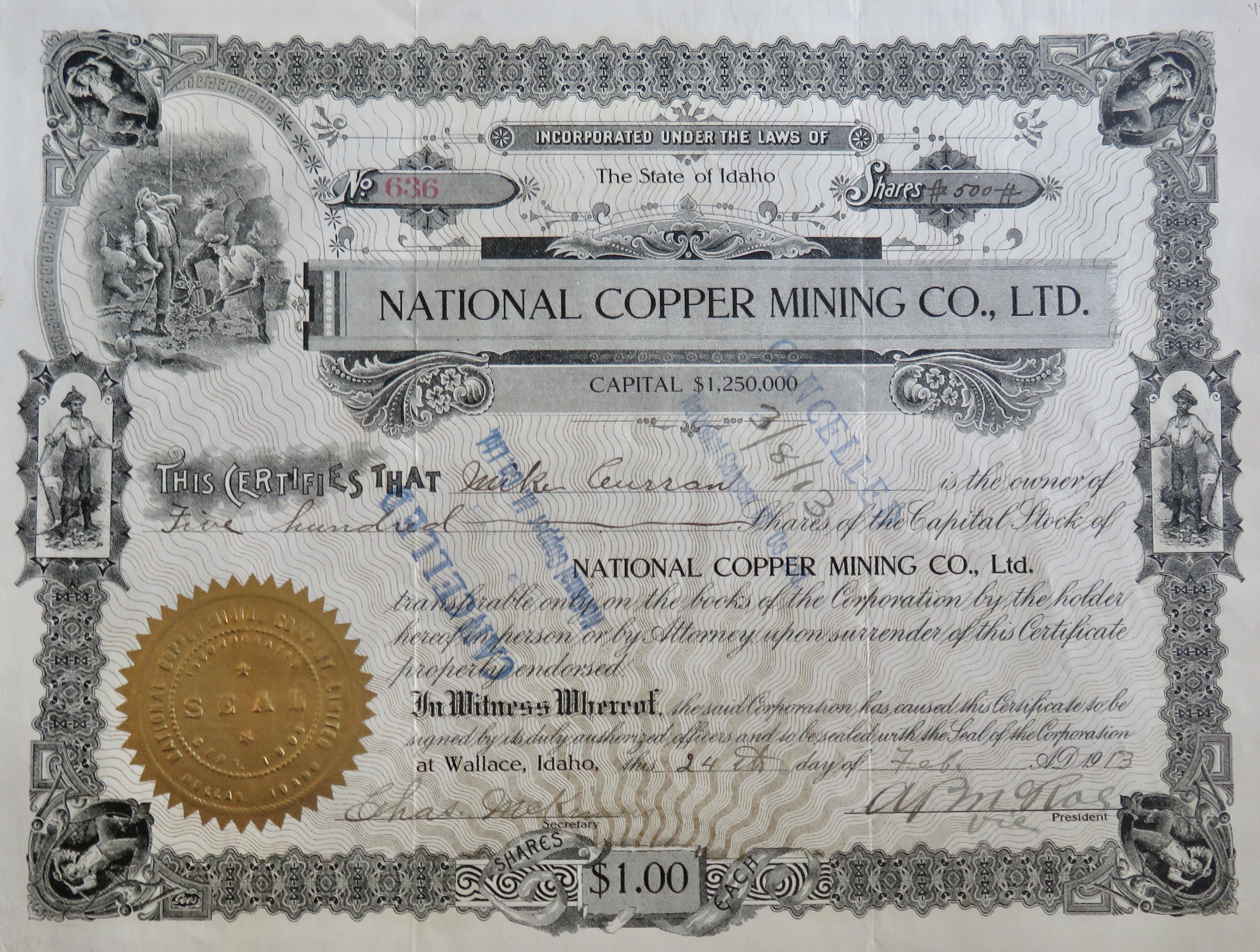 1913 National Copper Mining Company Ltd Stock