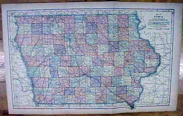 Antique Map Iowa/Nebraska 1902 Large Crowell