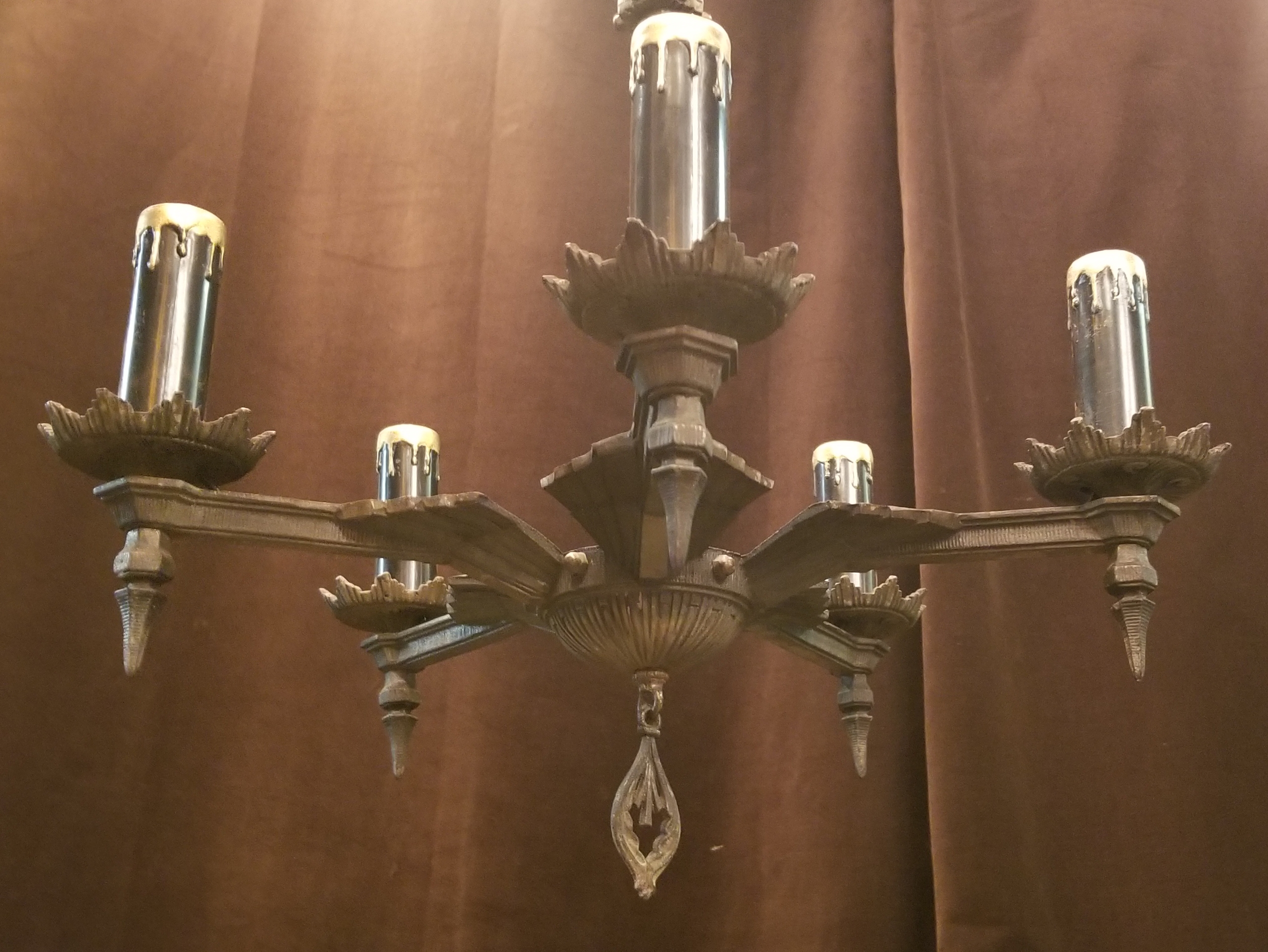Vintage 5 Bulb Chandelier Of Fine Quality