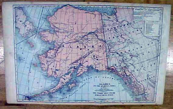 Antique Map California/Nevada/Alaska 1902 Large