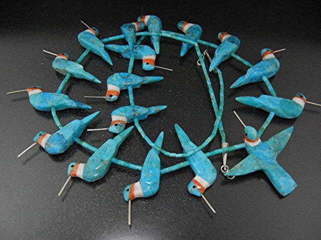 Fetish Birds Turquoise Coral Hand Carved  Matt Mitchell