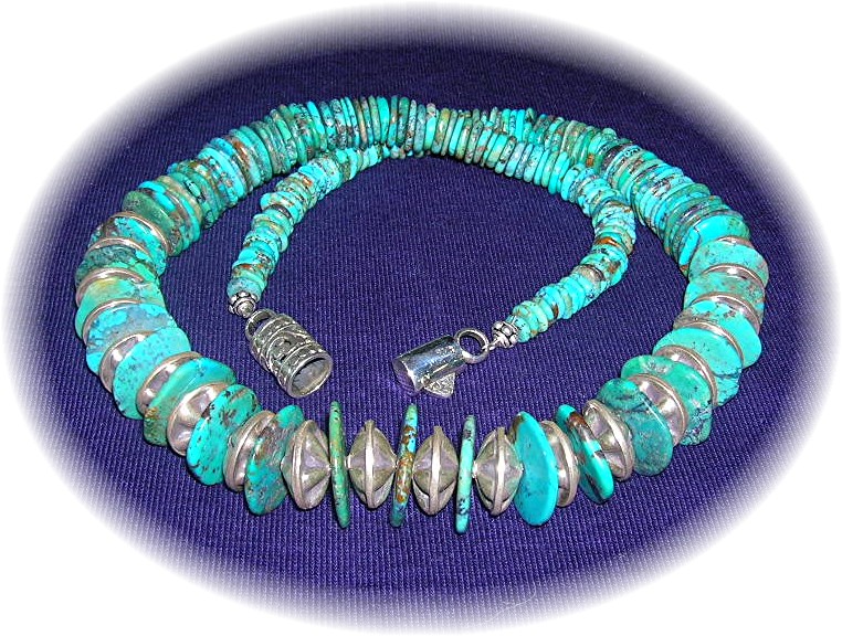 Necklace Turquoise & Sterling Silver Beads