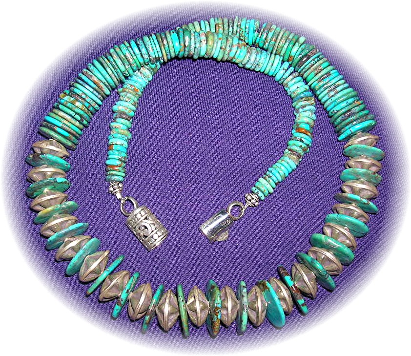 Necklace Turquoise & Sterling Silver Beads
