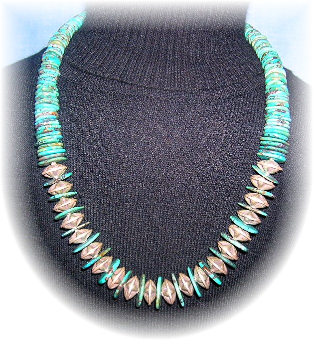 Necklace Turquoise & Sterling Silver Beads