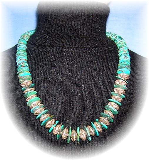 Necklace Turquoise & Sterling Silver Beads