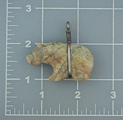 Native American Carved Agate Sterling Silver Bear Penda