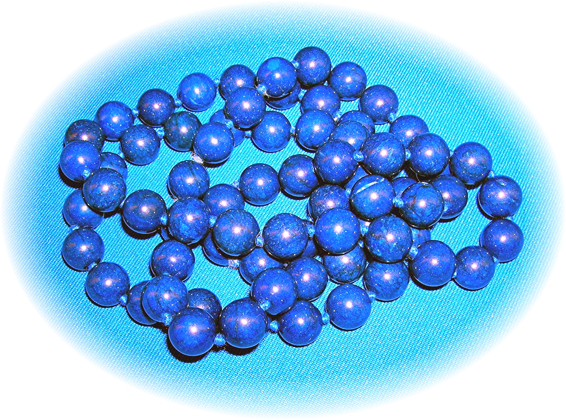 Blue Lapis Handknotted 31 Inch 9mm Bead Necklace