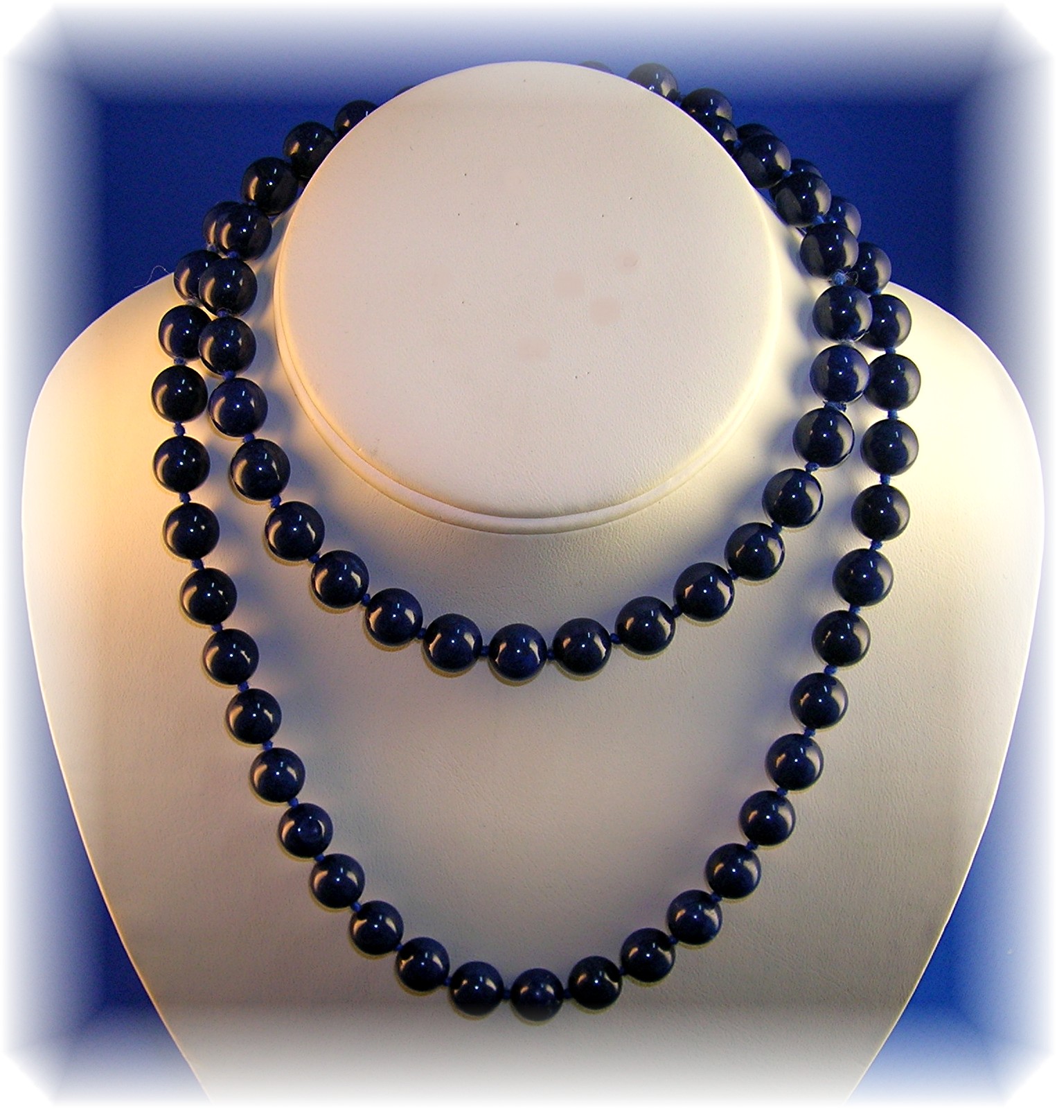 Blue Lapis Handknotted 31 Inch 9mm Bead Necklace