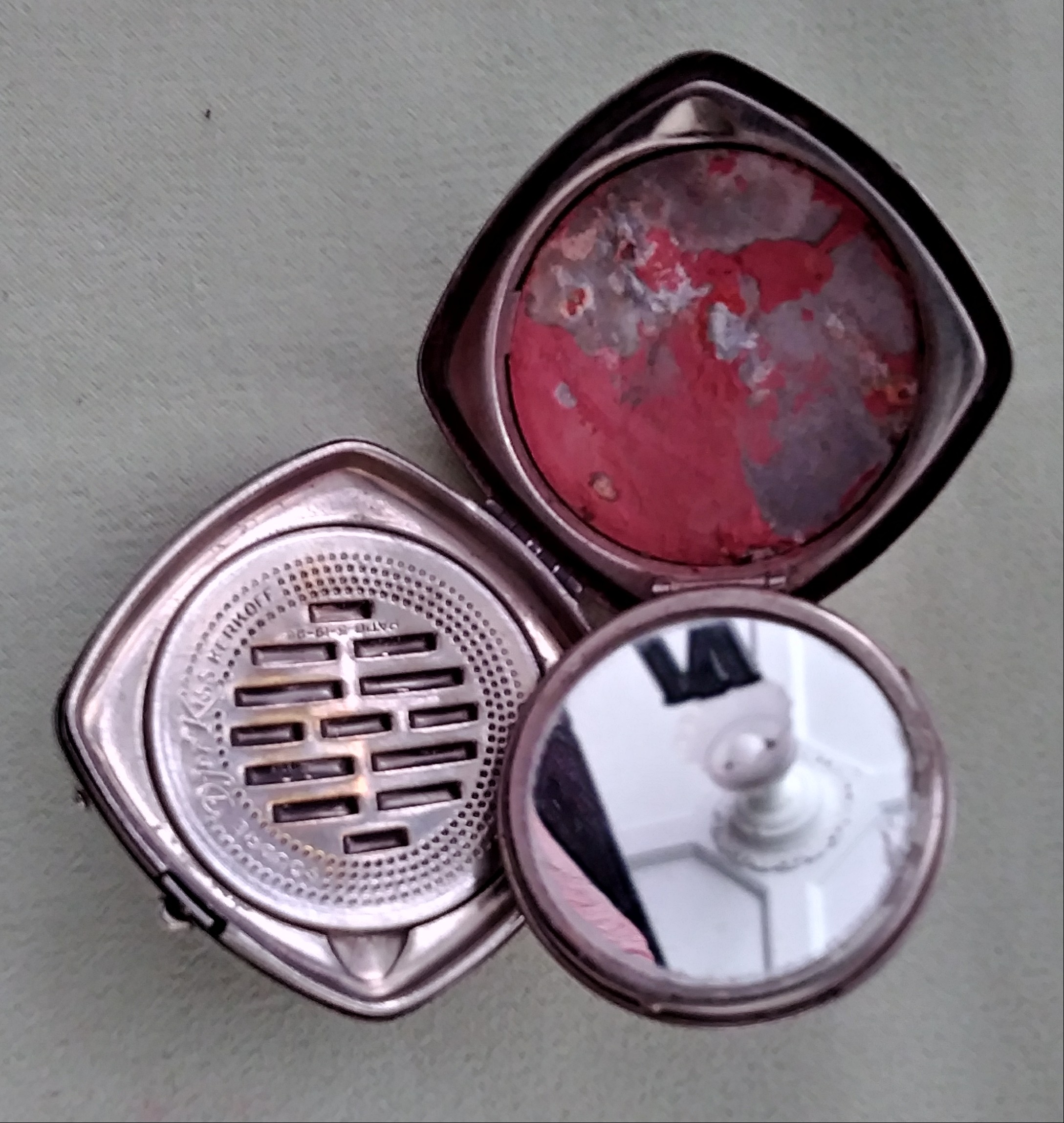 Silver Plated Ladies Compact Fairies  Art Nouveau