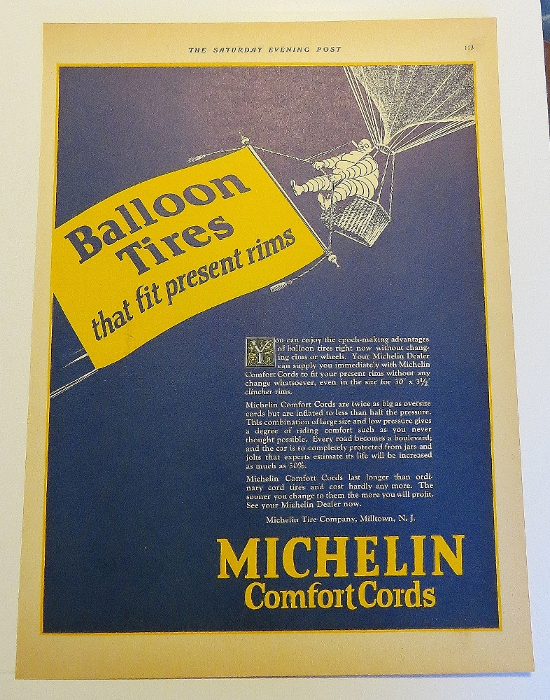 1924 Michelin Tires With Tire Man In Hot Air Balloon