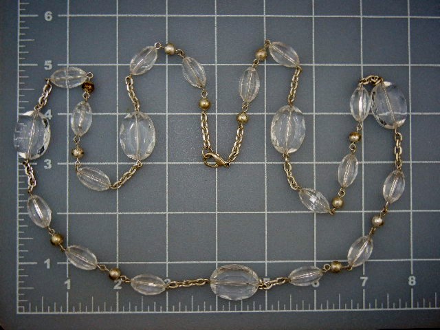 Plastic Lucite Silver Tone Necklace 34 Inches