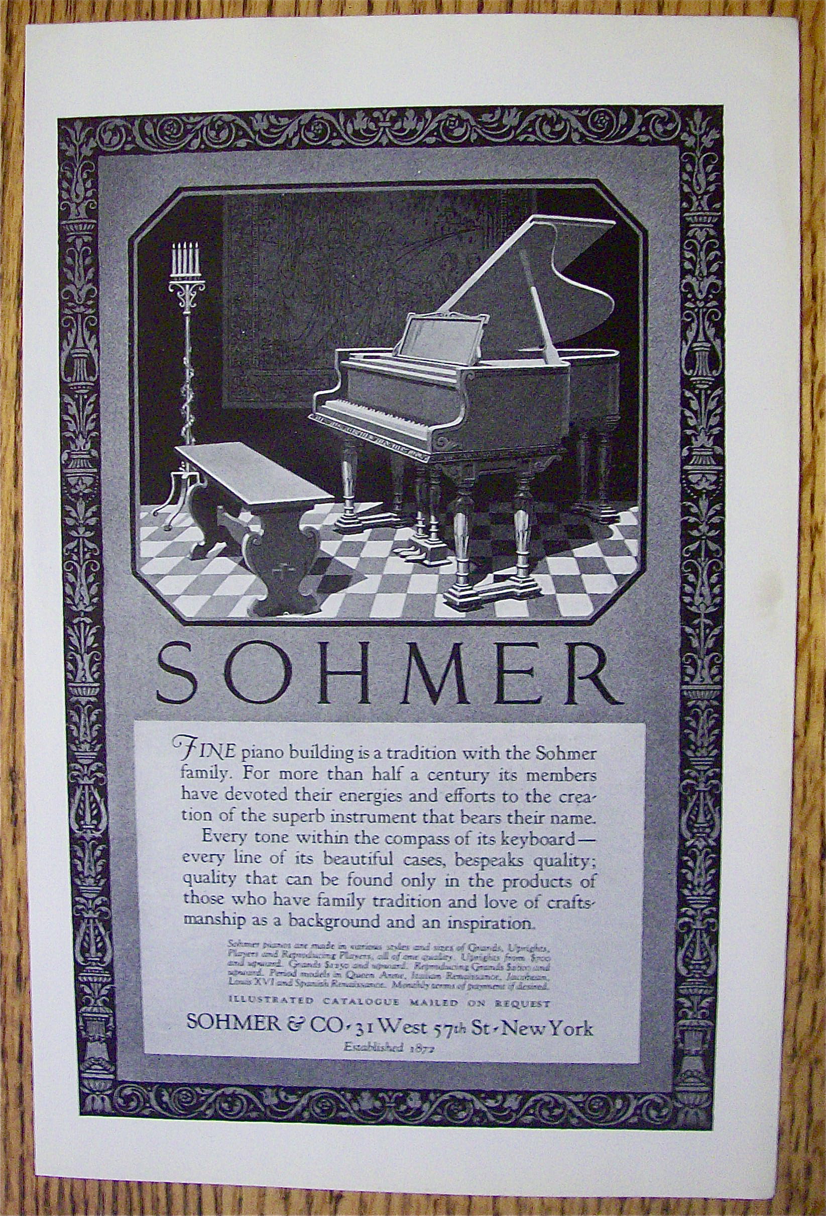 1925 Sohmer & Company with Sohmer Piano