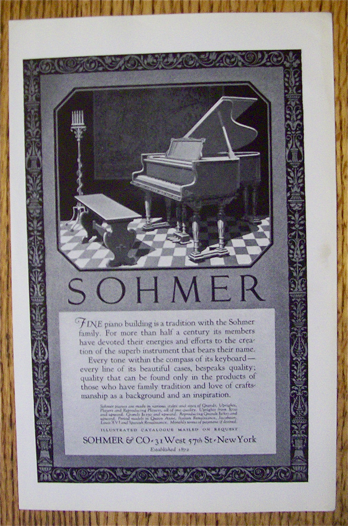 1925 Sohmer & Company with Sohmer Piano