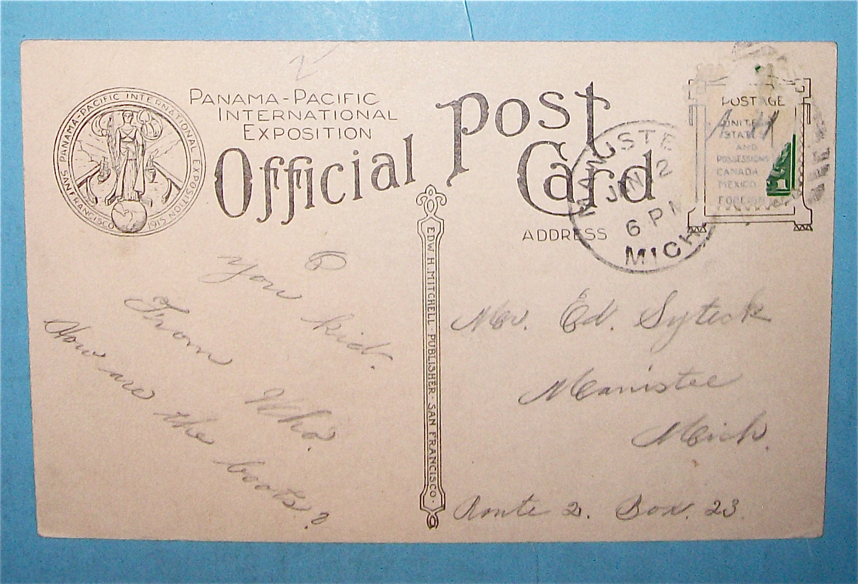 Festival Hall Postcard (Panama Pacific Expo)