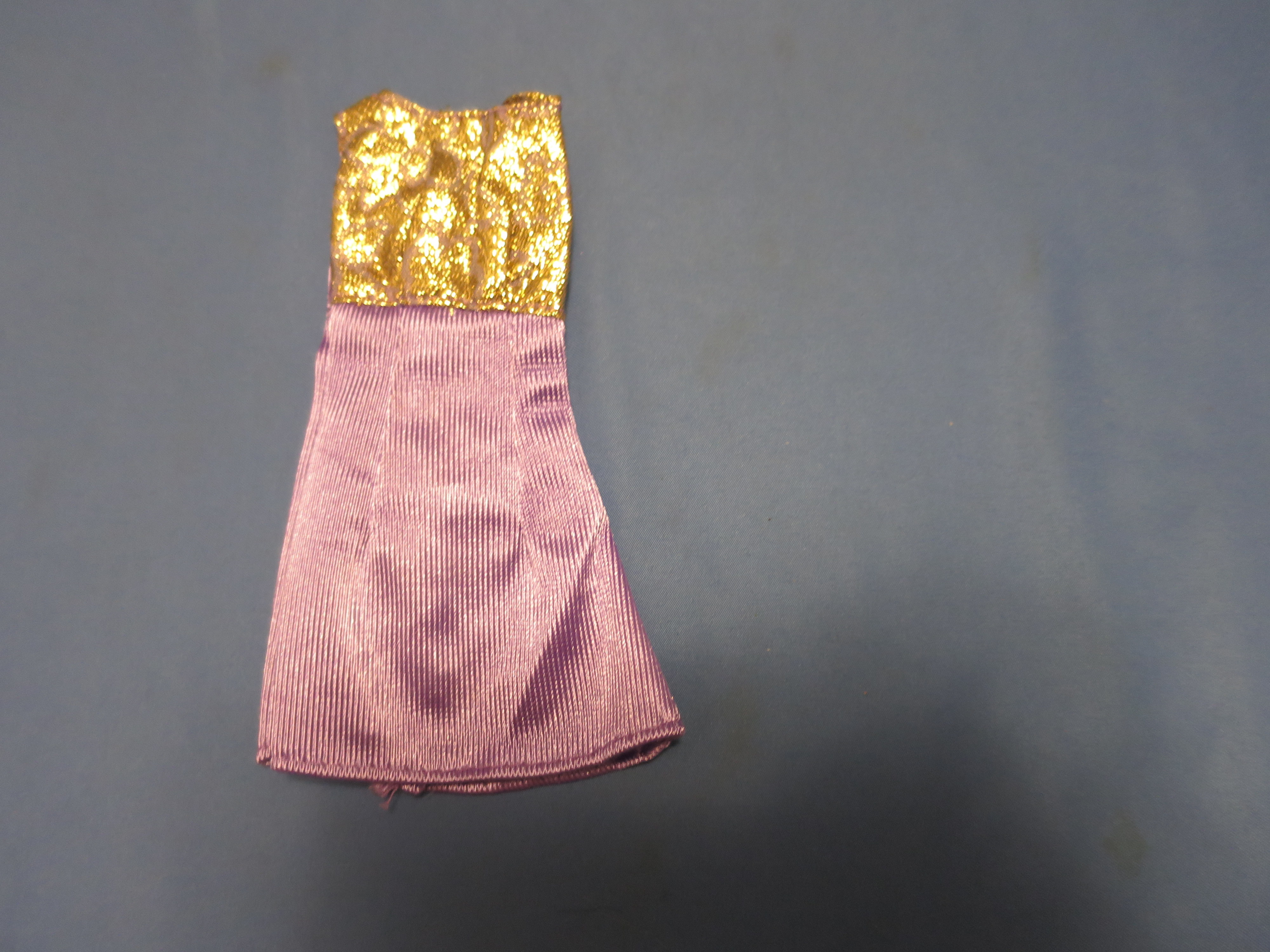 Barbie Doll Dress Tagged purple with glittery gold top