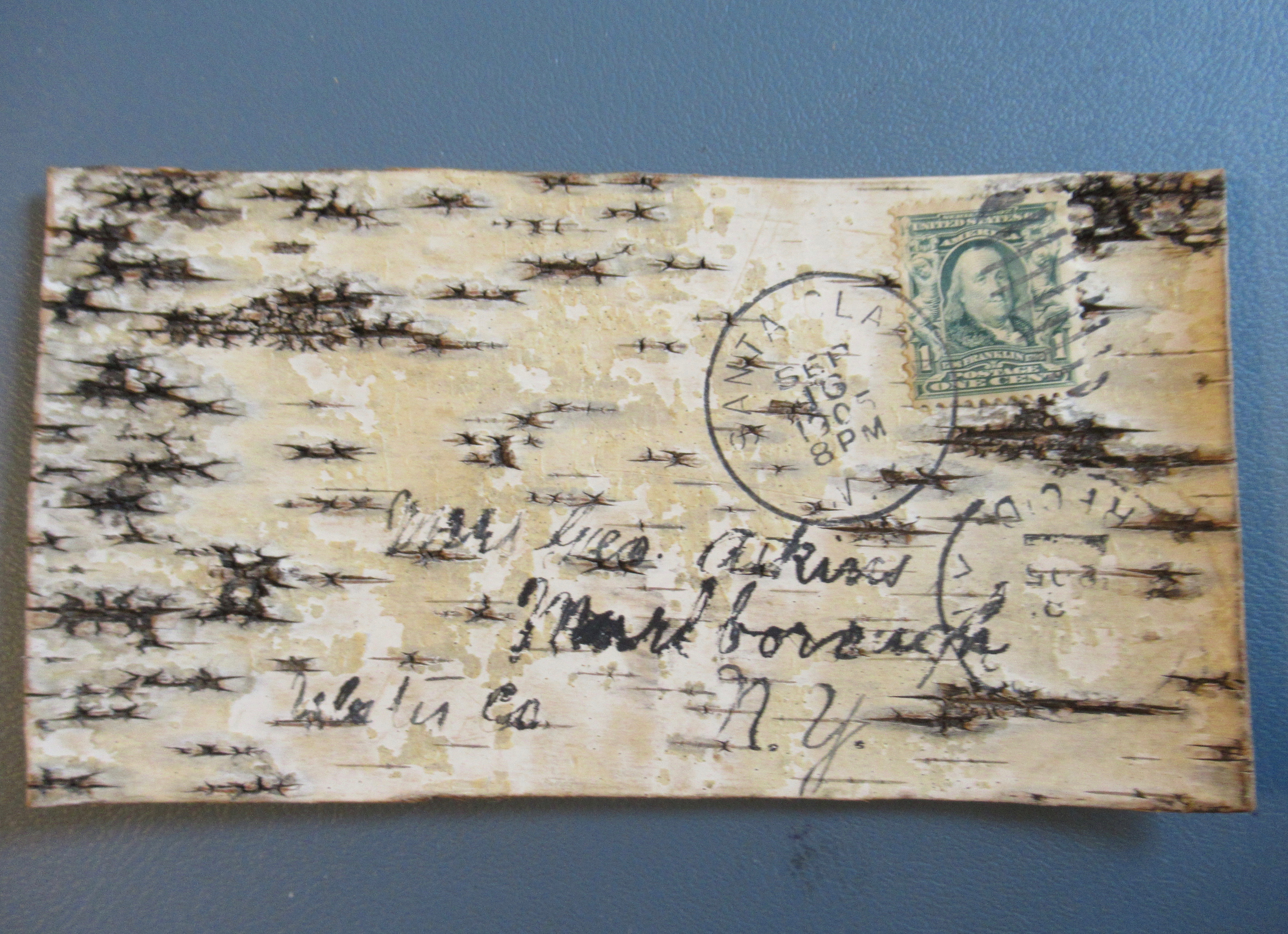 Vintage Wooden Tree Bark Postcard 1905