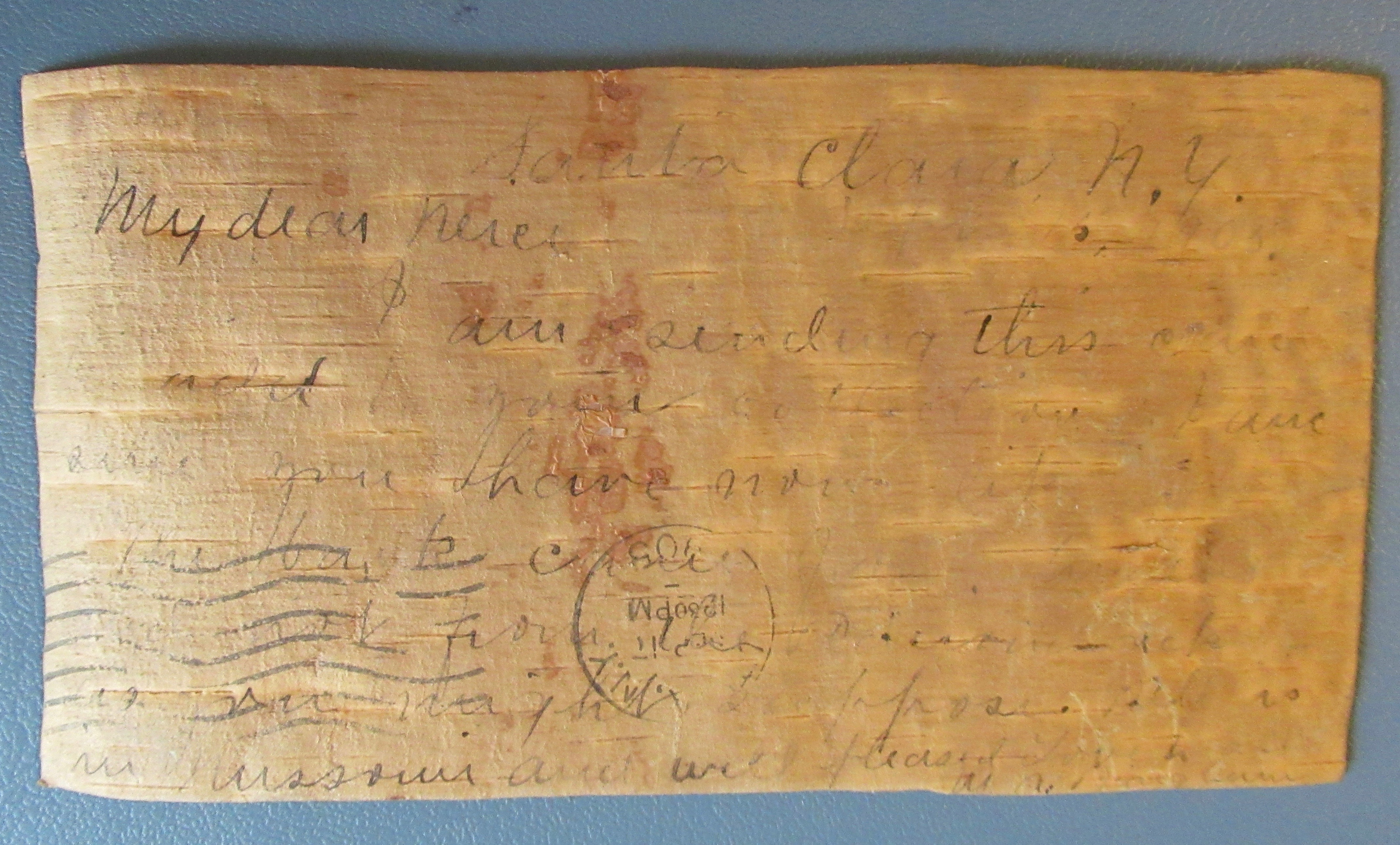 Vintage Wooden Tree Bark Postcard 1905