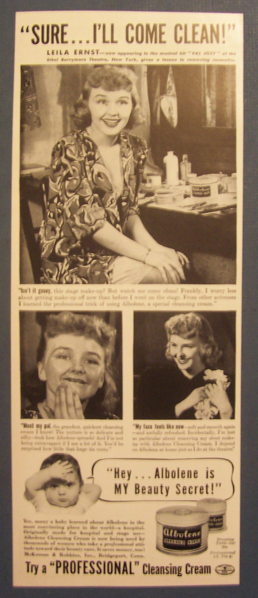1941  Albolene  Cleansing  Cream with  Leila  Ernst