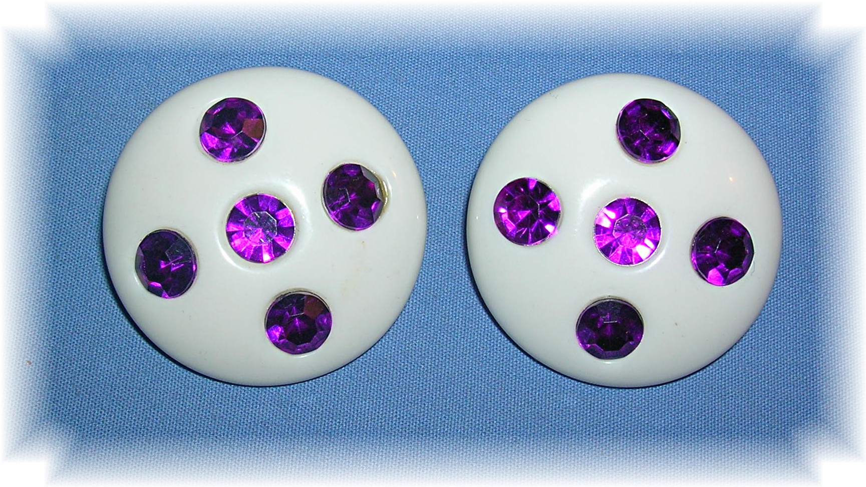 Purple Rhinestone, Lucite Clip Earrings.....
