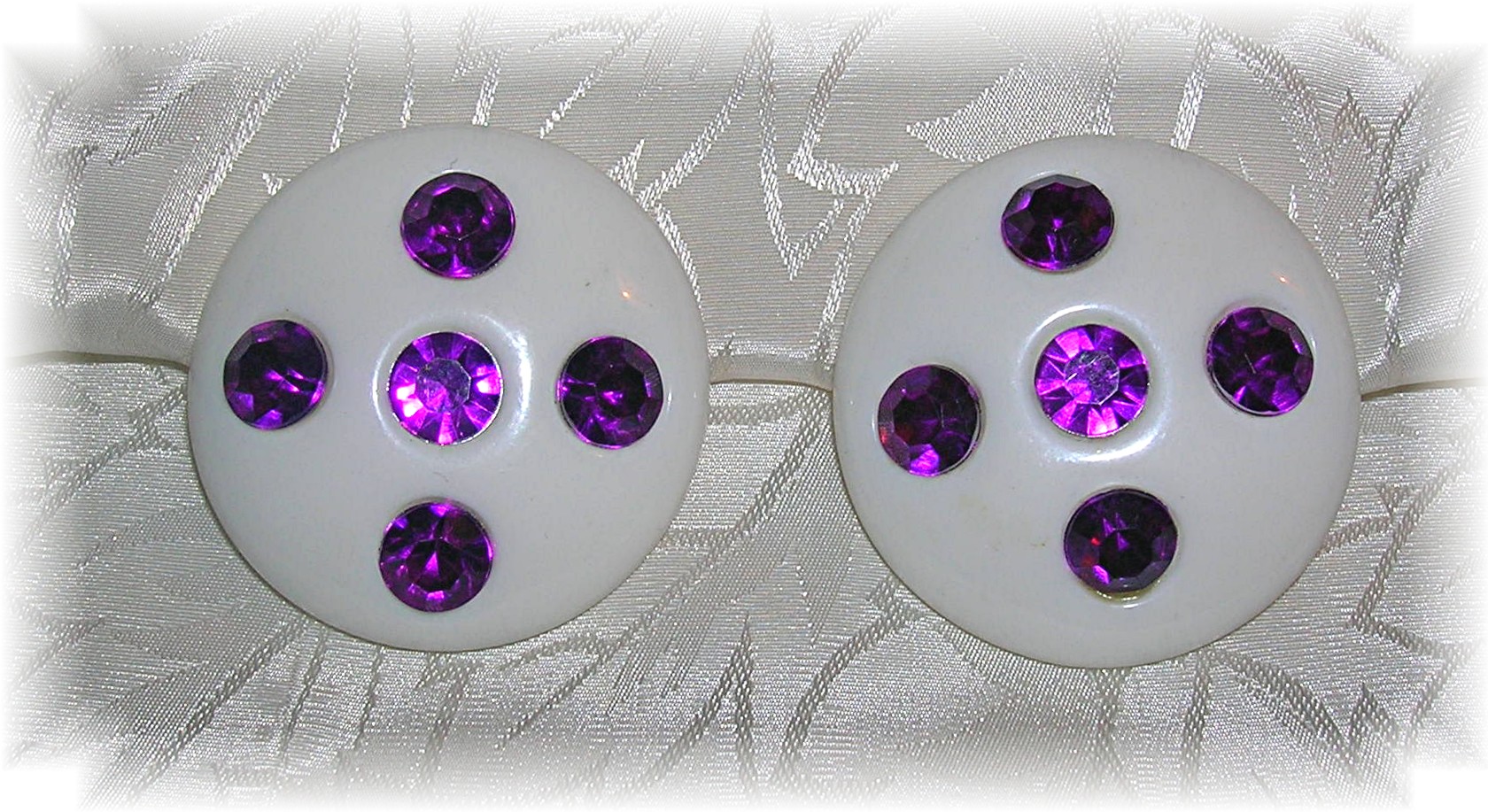 Purple Rhinestone, Lucite Clip Earrings.....