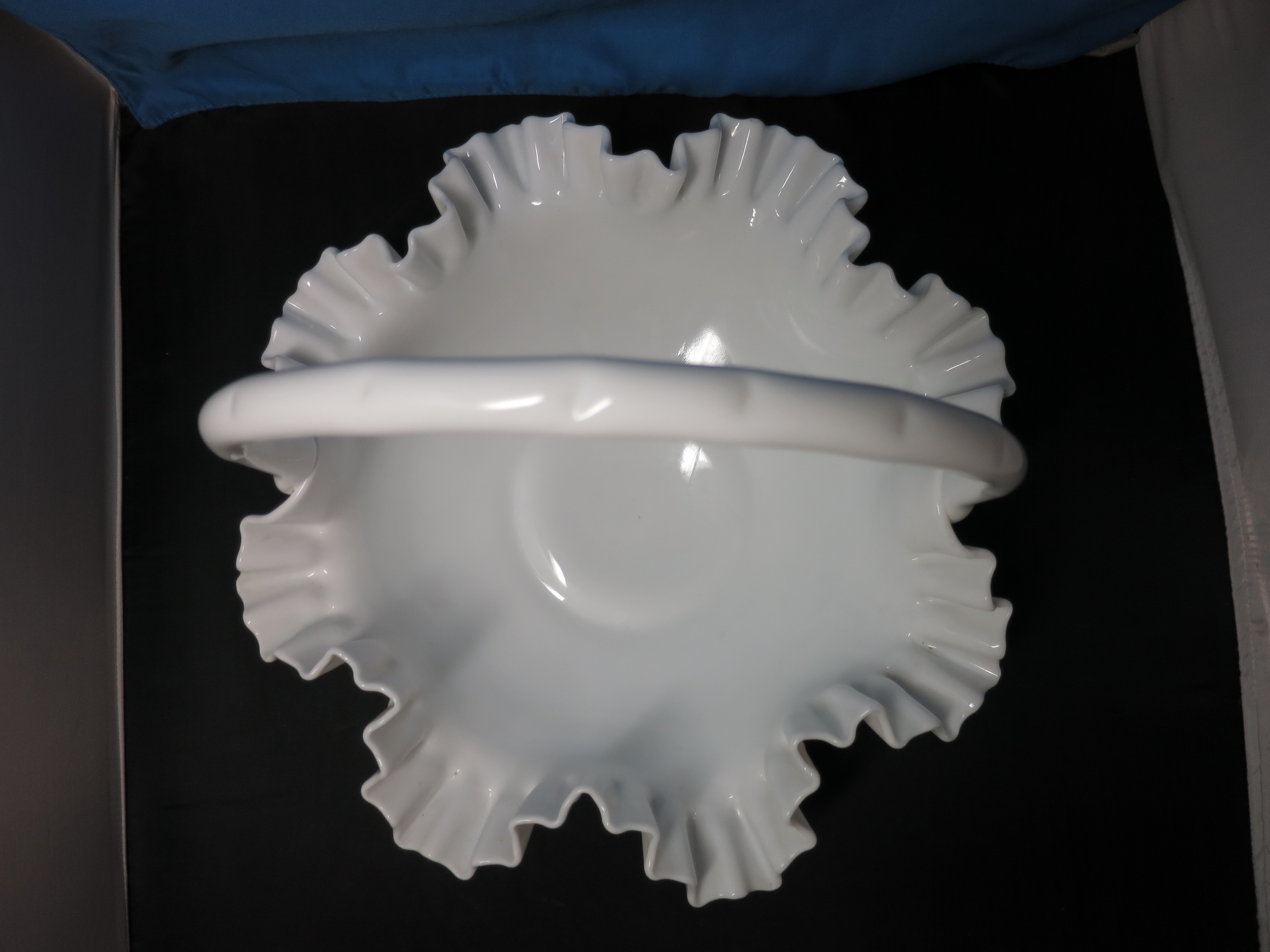 Fenton Hobnail Milk Glass Basket 11 inch