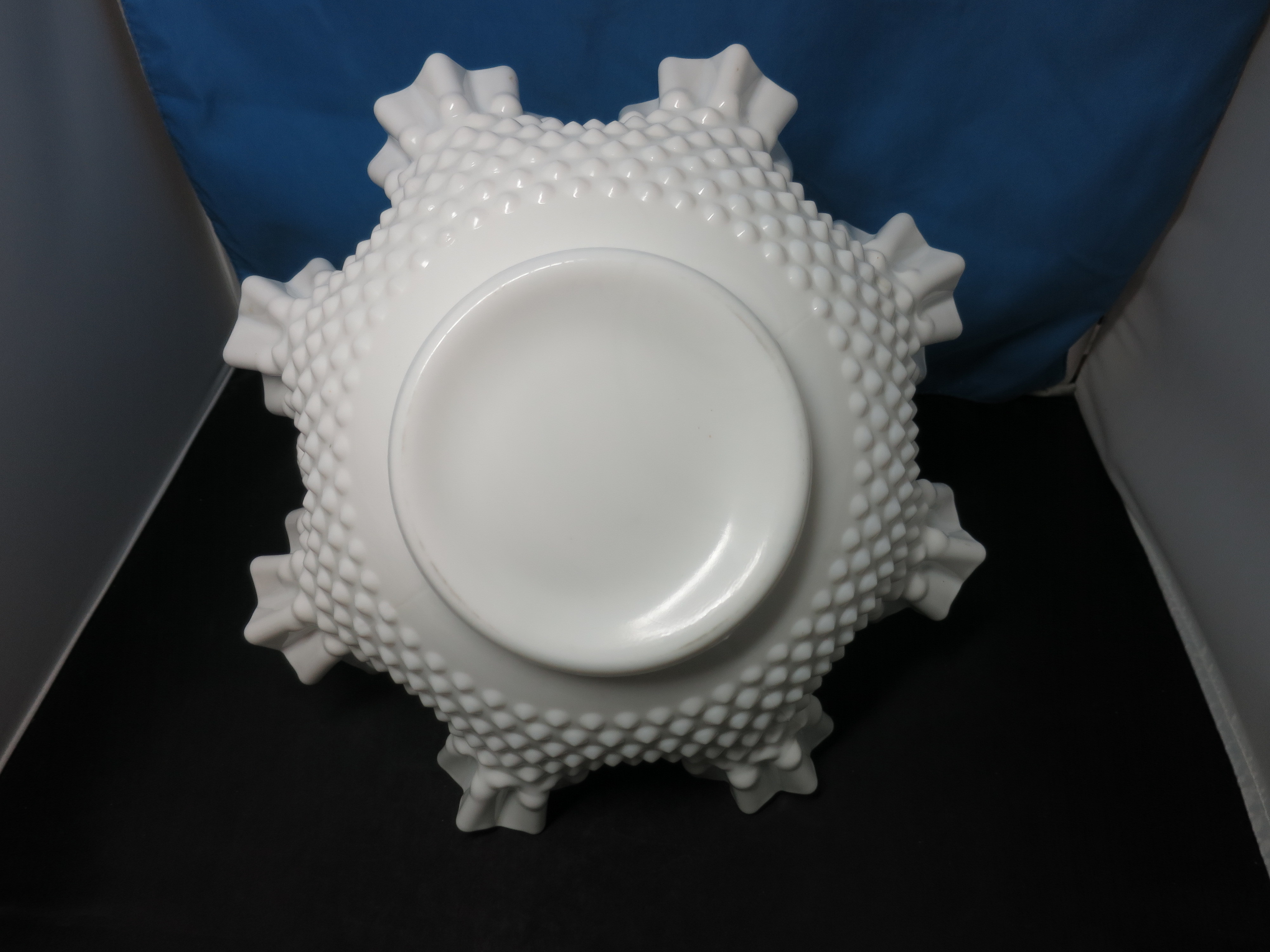 Fenton Hobnail Milk Glass Basket 11 inch