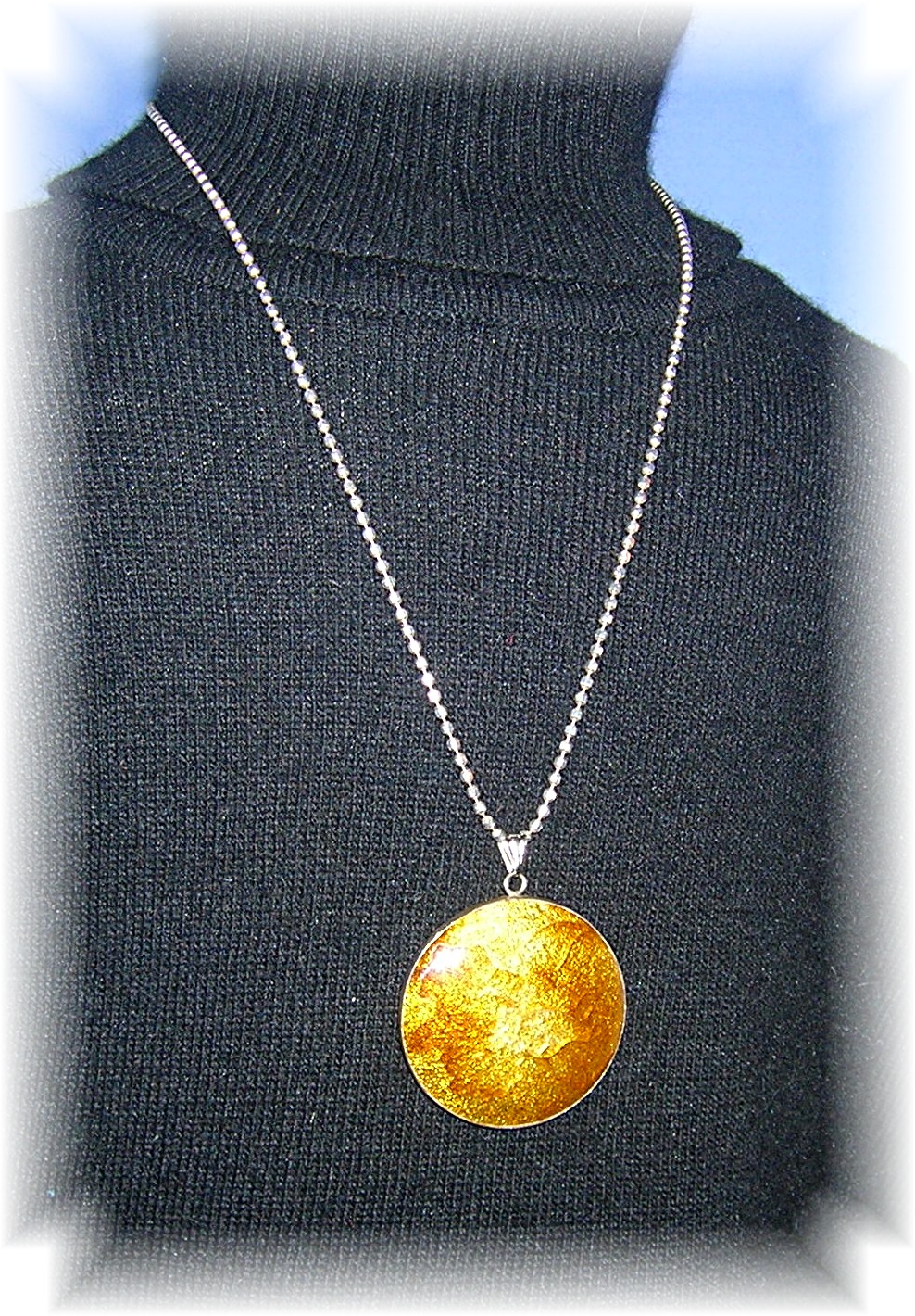 Sterling Silver Golden  Pendant Necklac