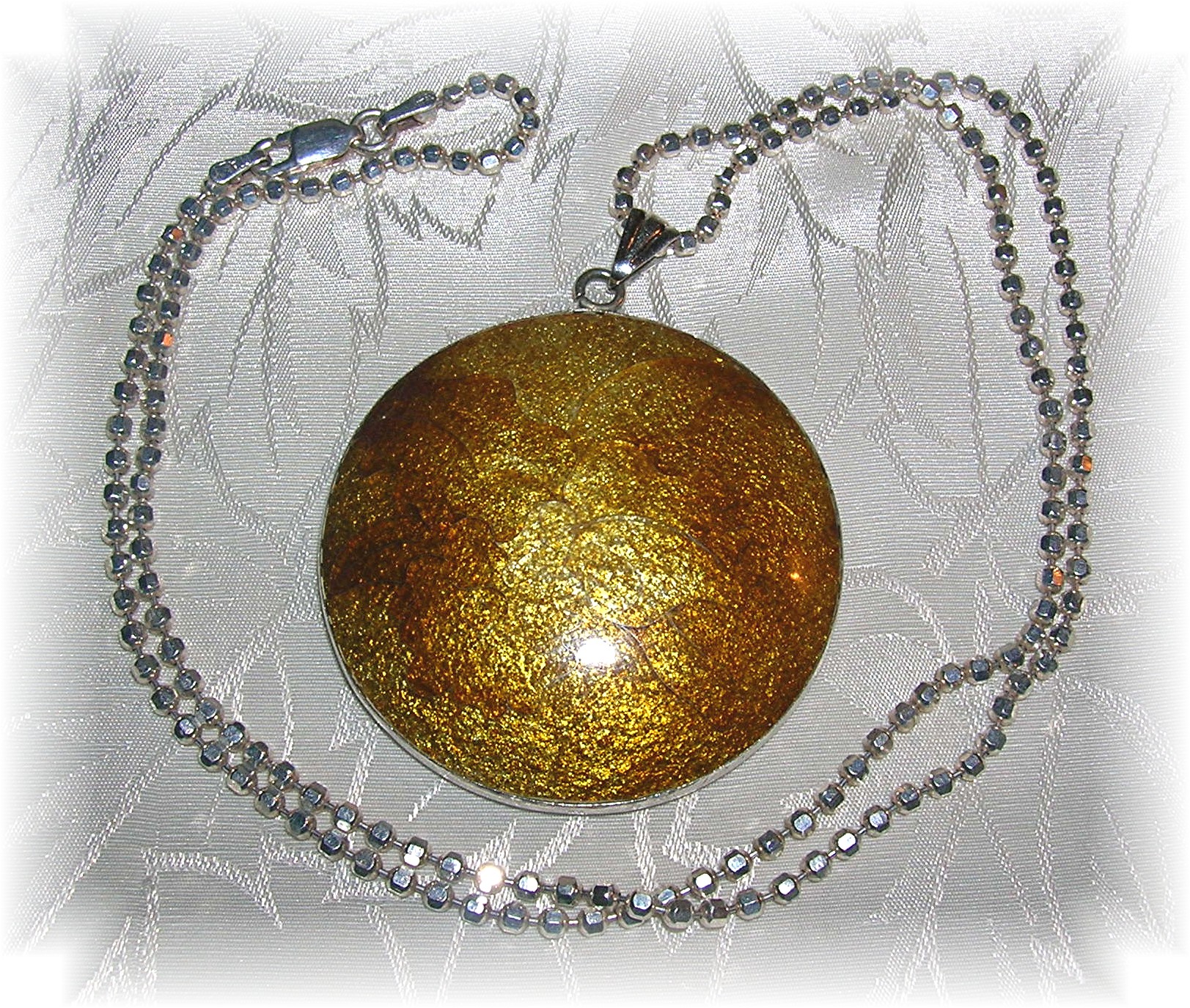 Sterling Silver Golden Pendant Necklac