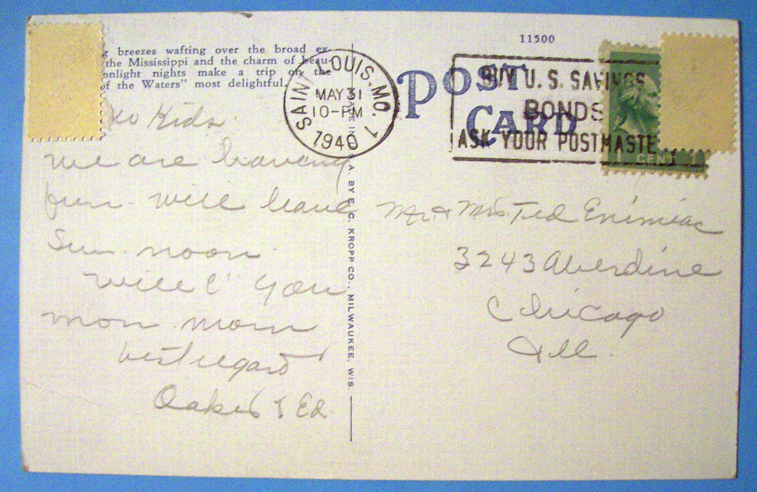Steamer President Ship Postcard