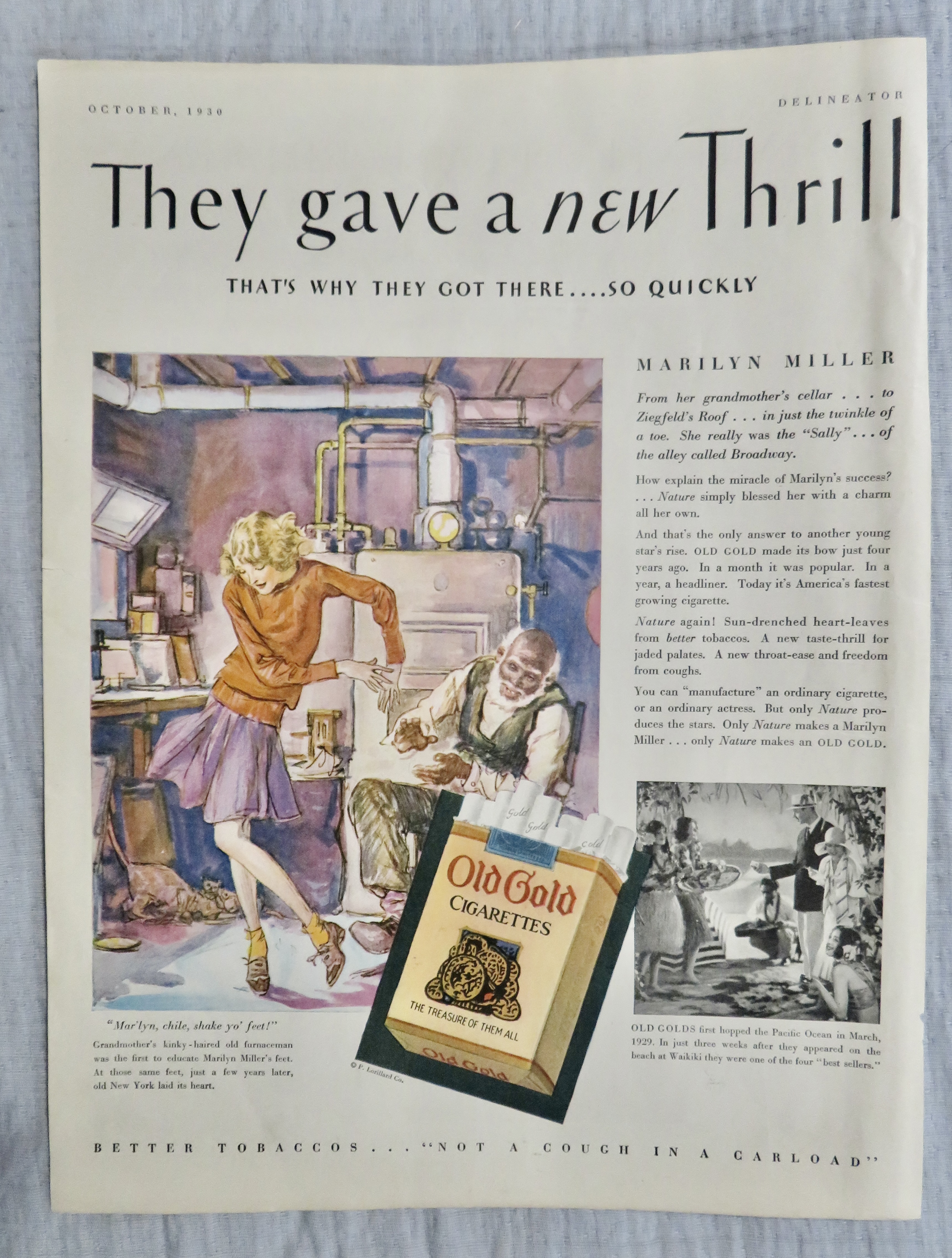 1930 Old Gold Cigarettes with Man Watching Girl Dance