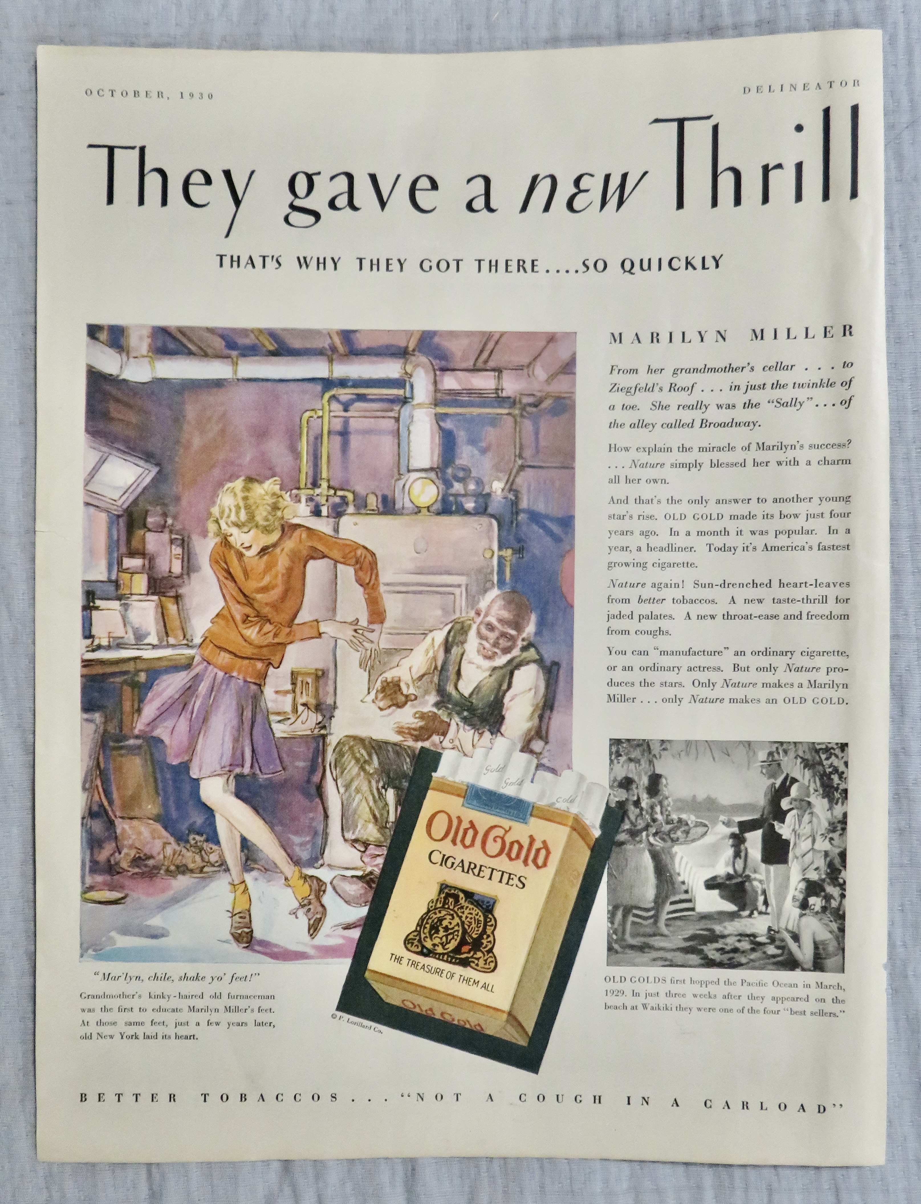 1930 Old Gold Cigarettes with Man Watching Girl Dance