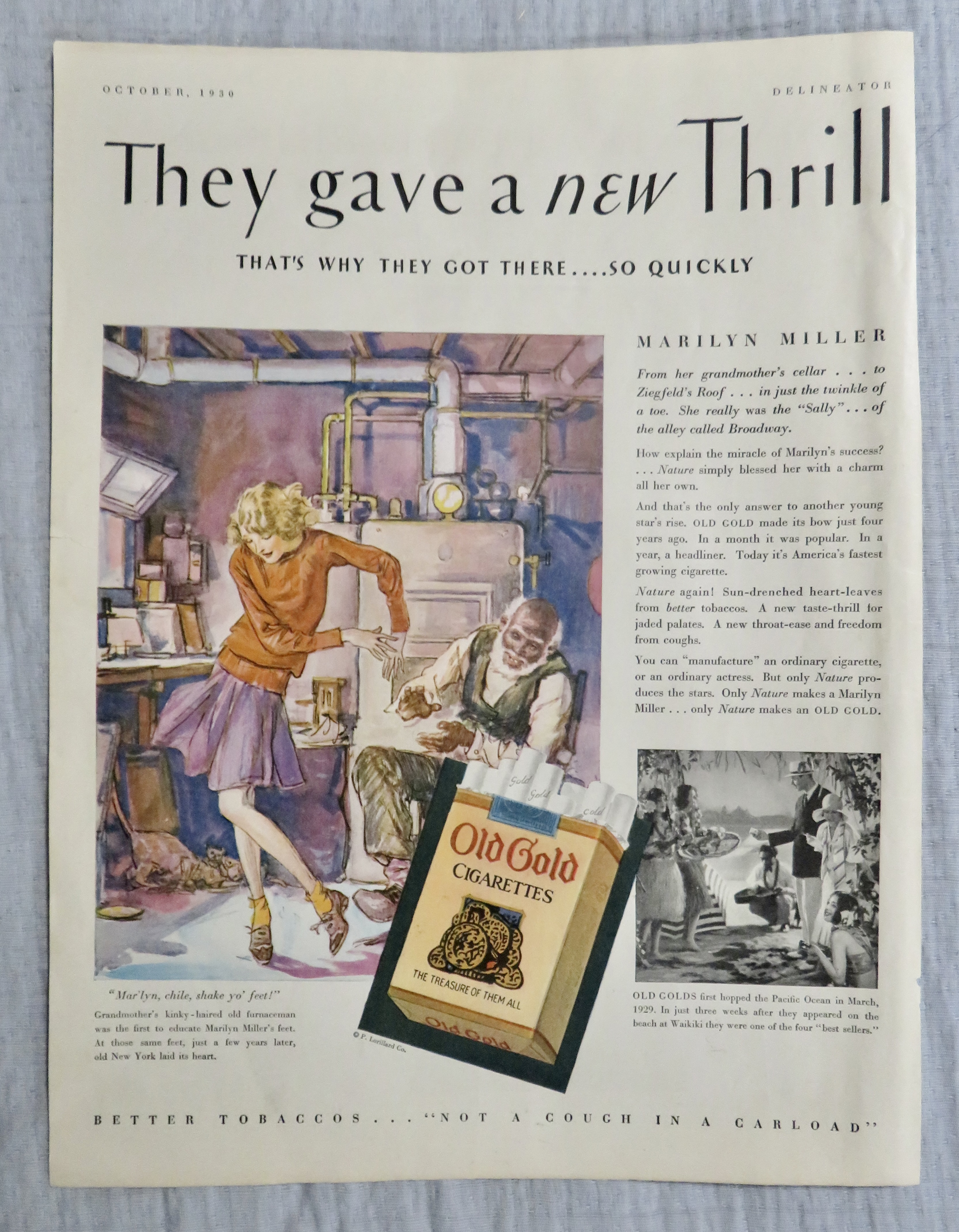 1930 Old Gold Cigarettes with Man Watching Girl Dance