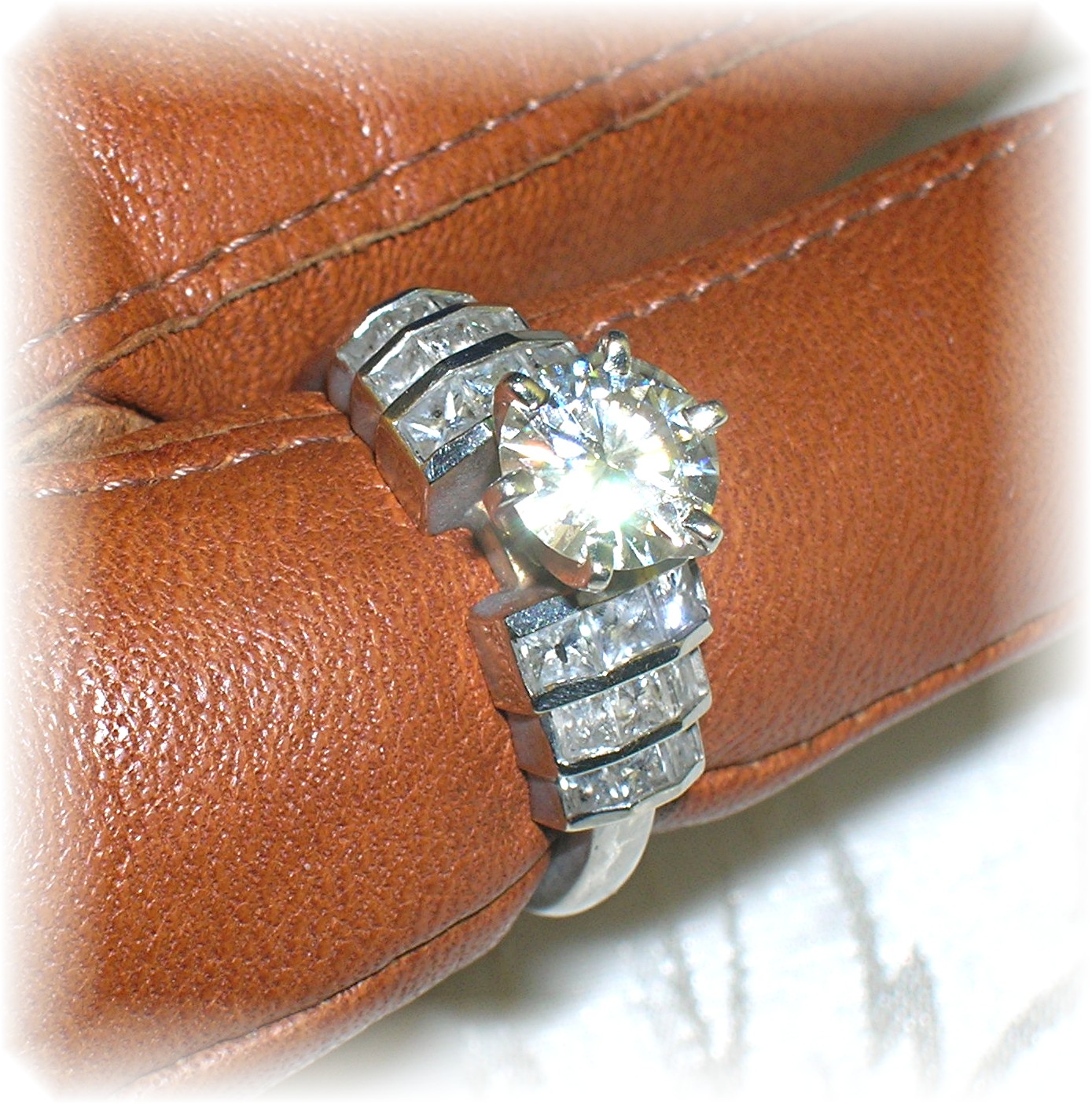 14K White Gold 1ct Moissanite & Diamonds Ring
