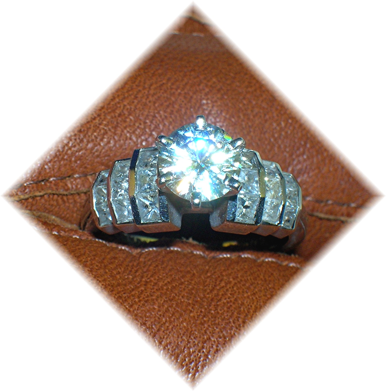 14K White Gold 1ct Moissanite & Diamonds Ring