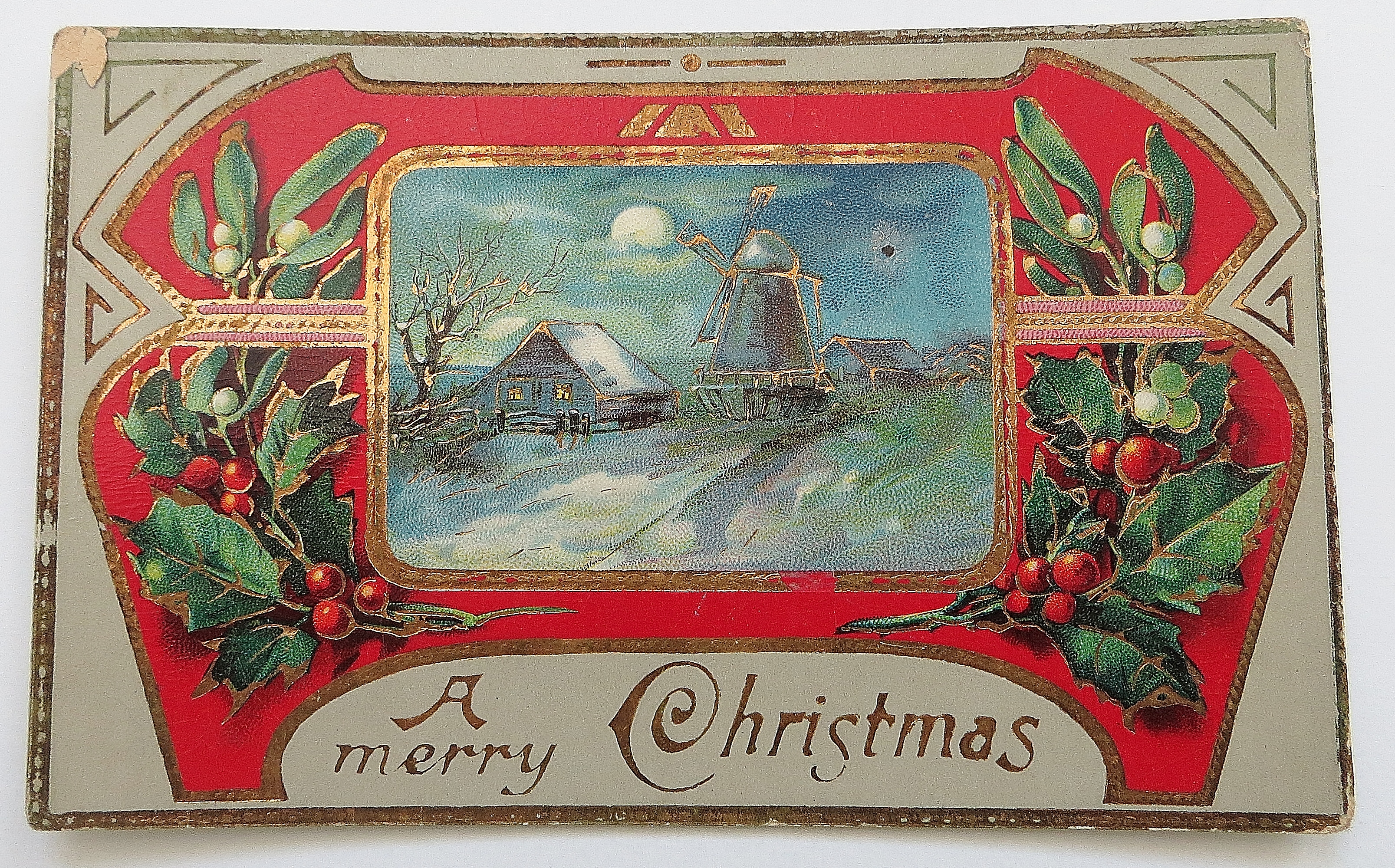 Merry Christmas WIth House & Windmill
