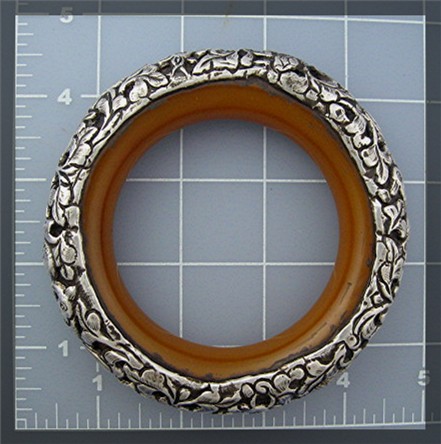 Bakelite Silver Flowers Animals Hand Made  Bracelet Nep