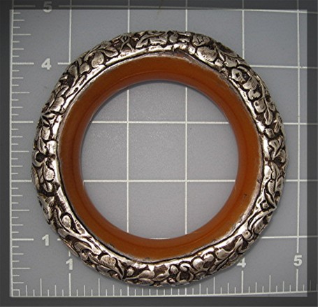 Bakelite Silver Flowers Animals Hand Made  Bracelet Nep