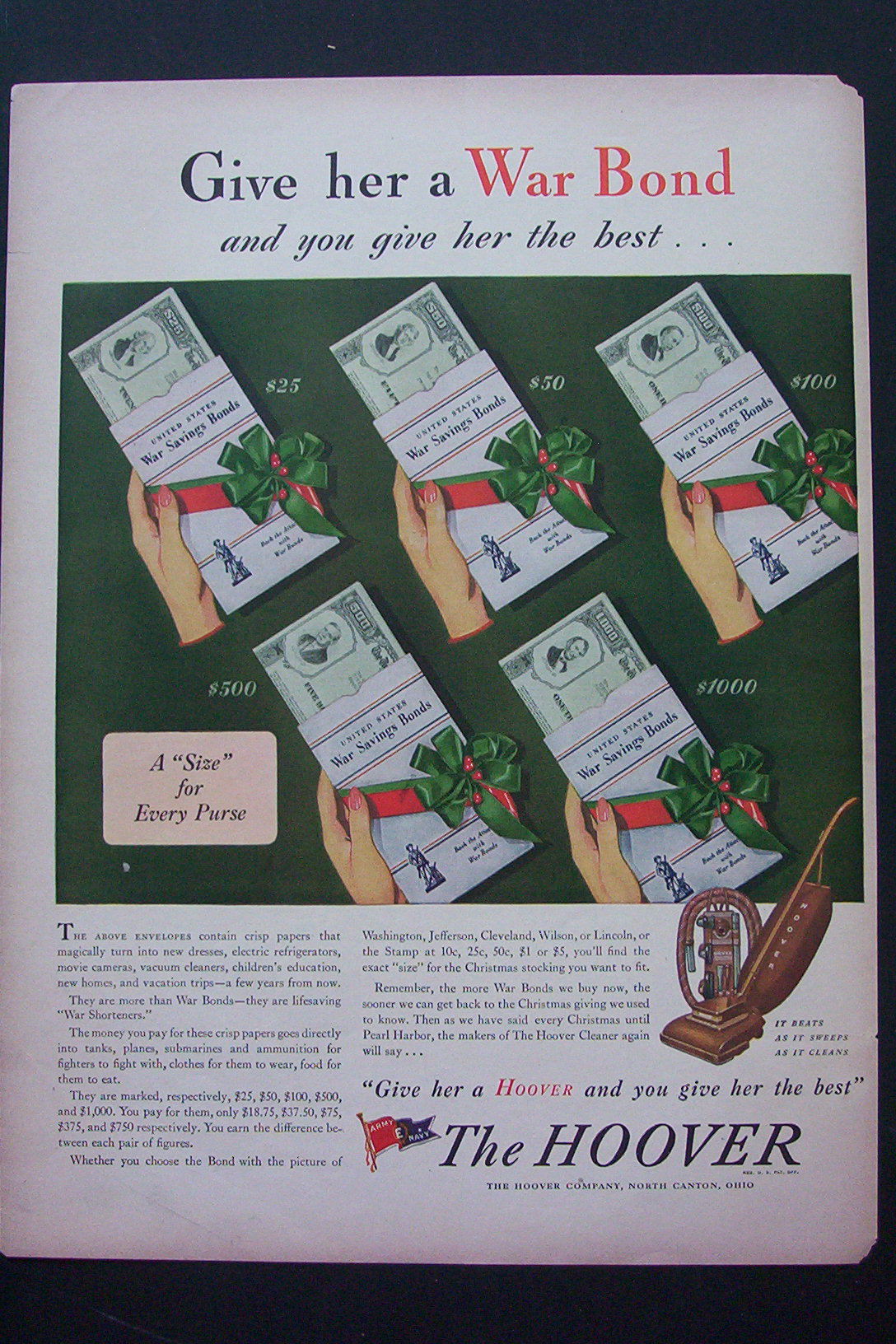 1943 The Hoover Company with 5 Different War Bonds