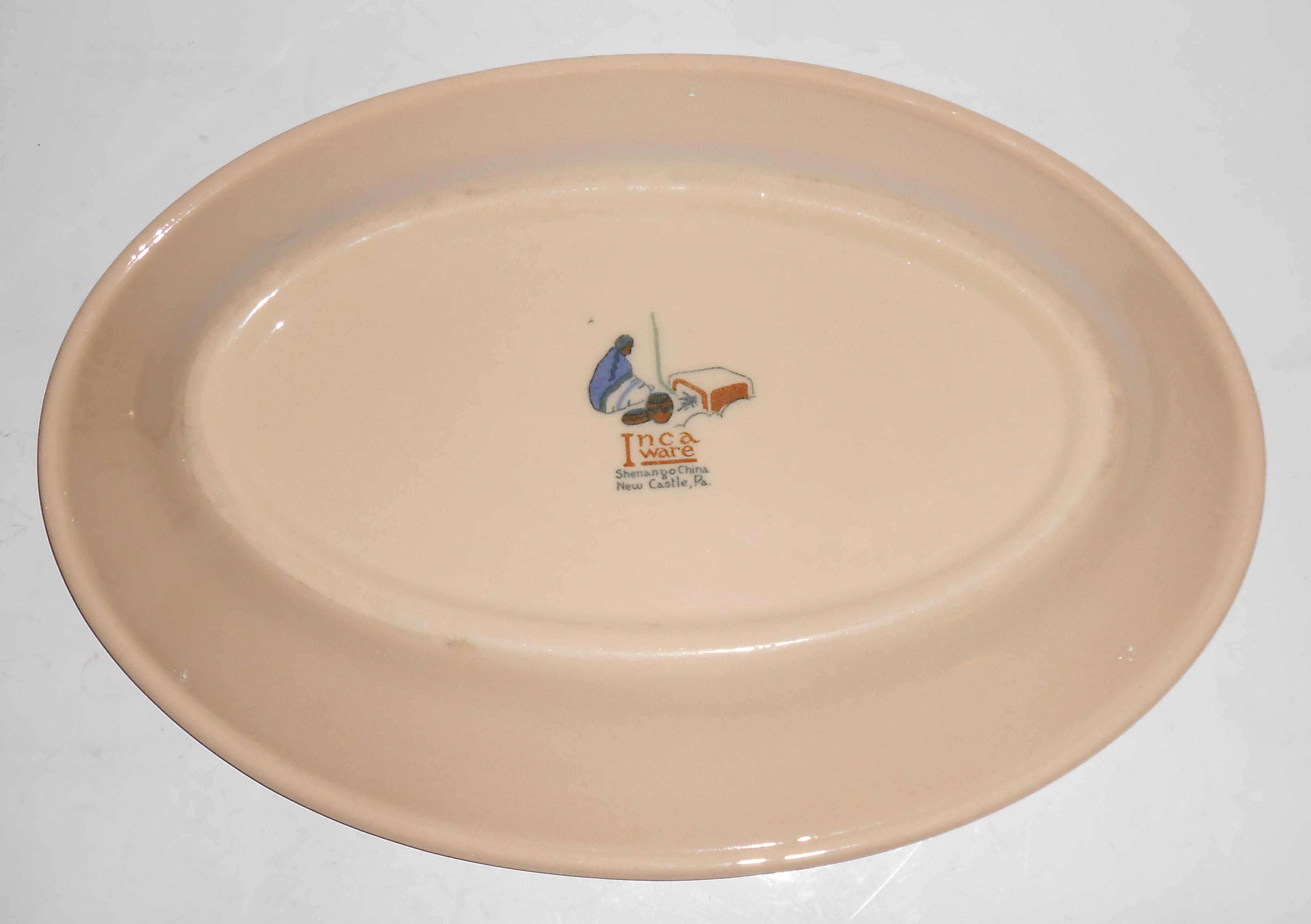 Shenango China Restaurant Ware Green/Red Band Platter