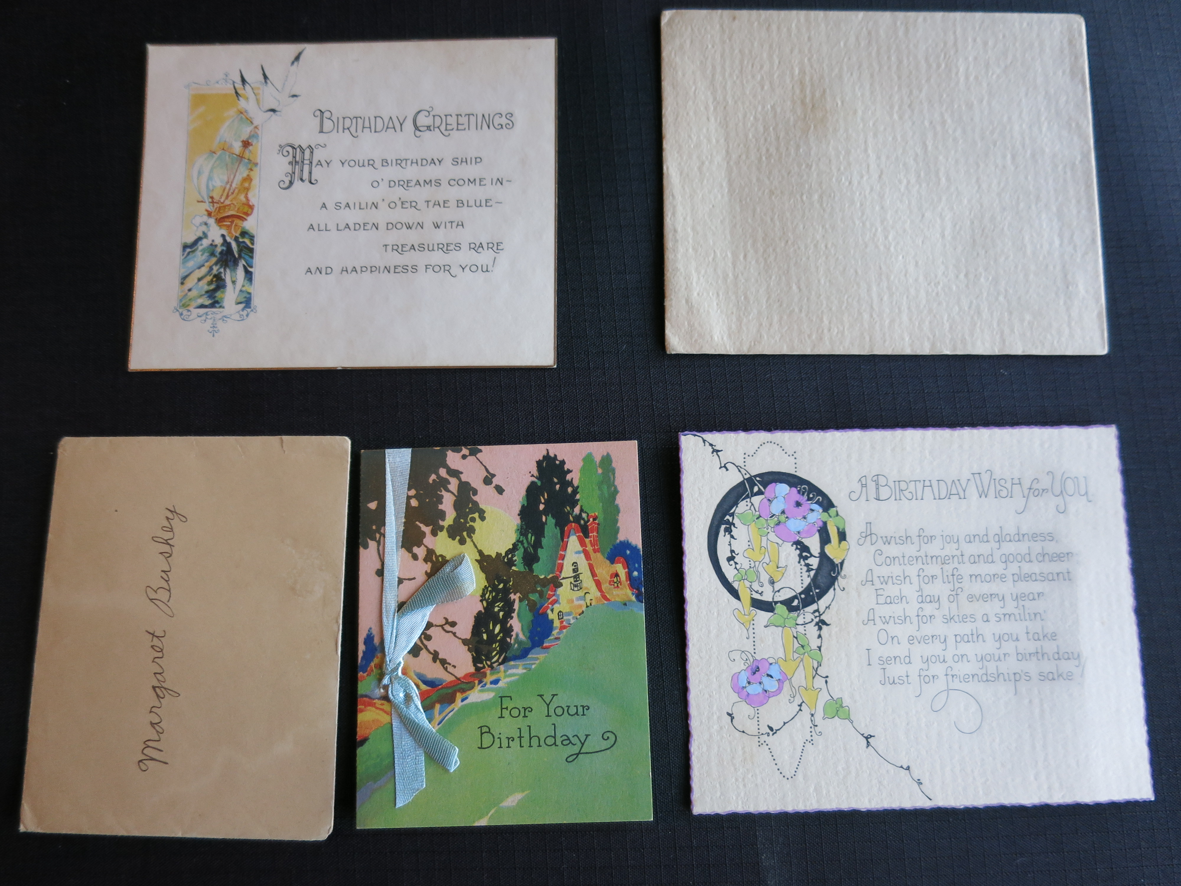 Birthday Card lot of three Art Deco period 1920s 1930s
