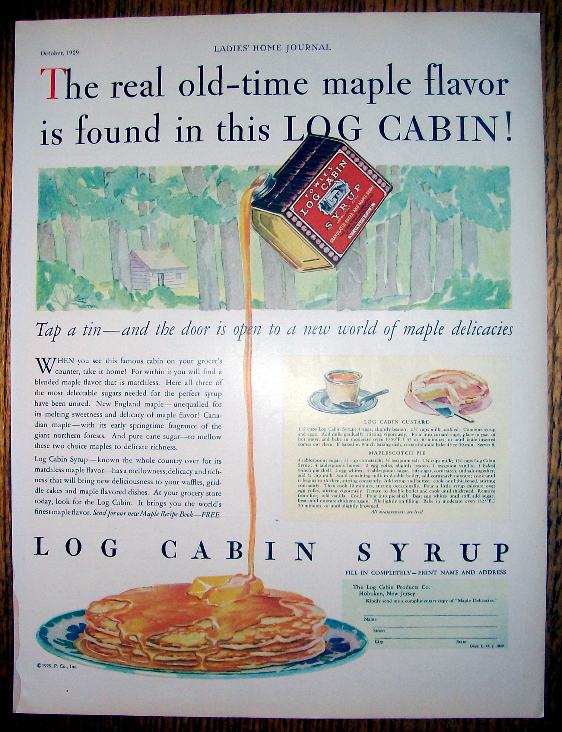 1929 Log Cabin Syrup