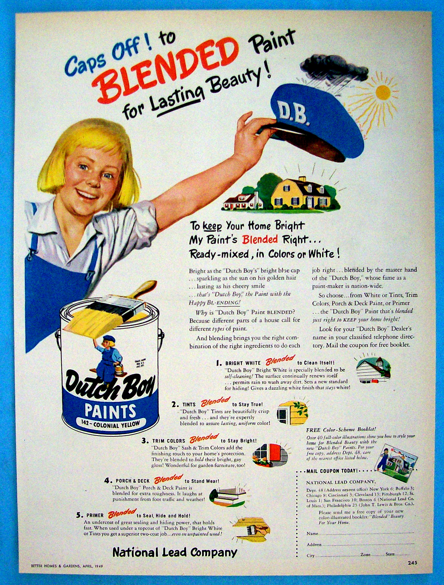 1949 Dutch Boy Paints with Dutch Boy Holding His Hat