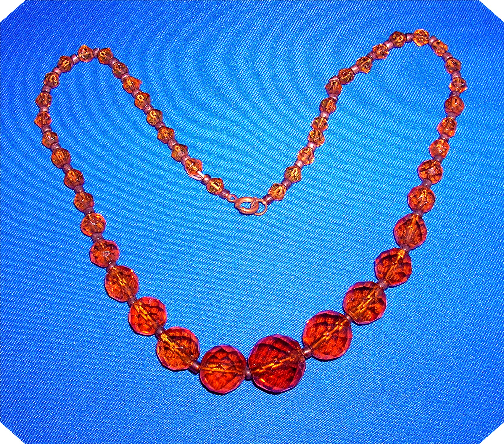 Amber Vintage Faceted Graduated Glass Necklace